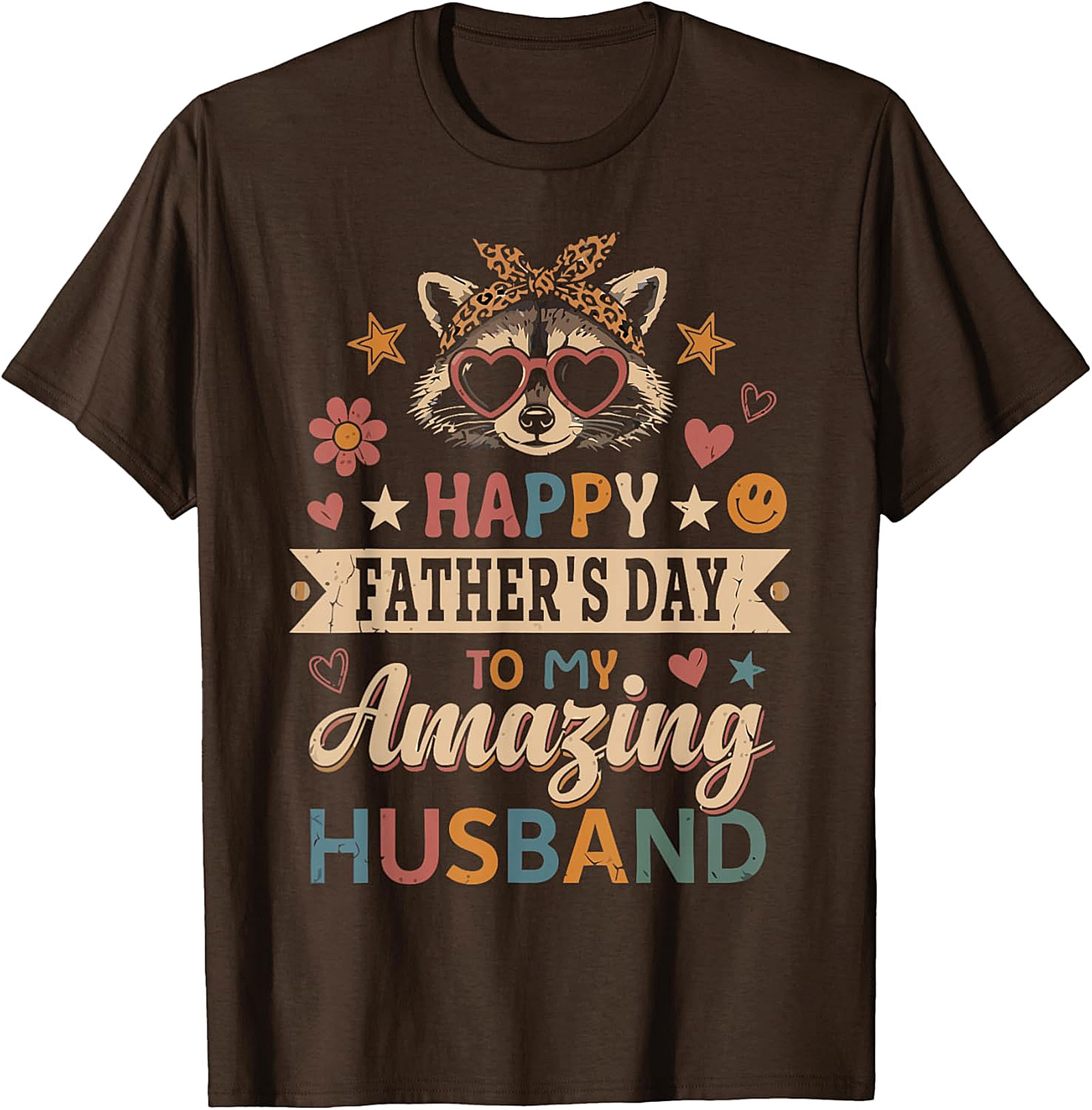 Retro Raccoon Father's Day Husband T-shirt | Cute Gift