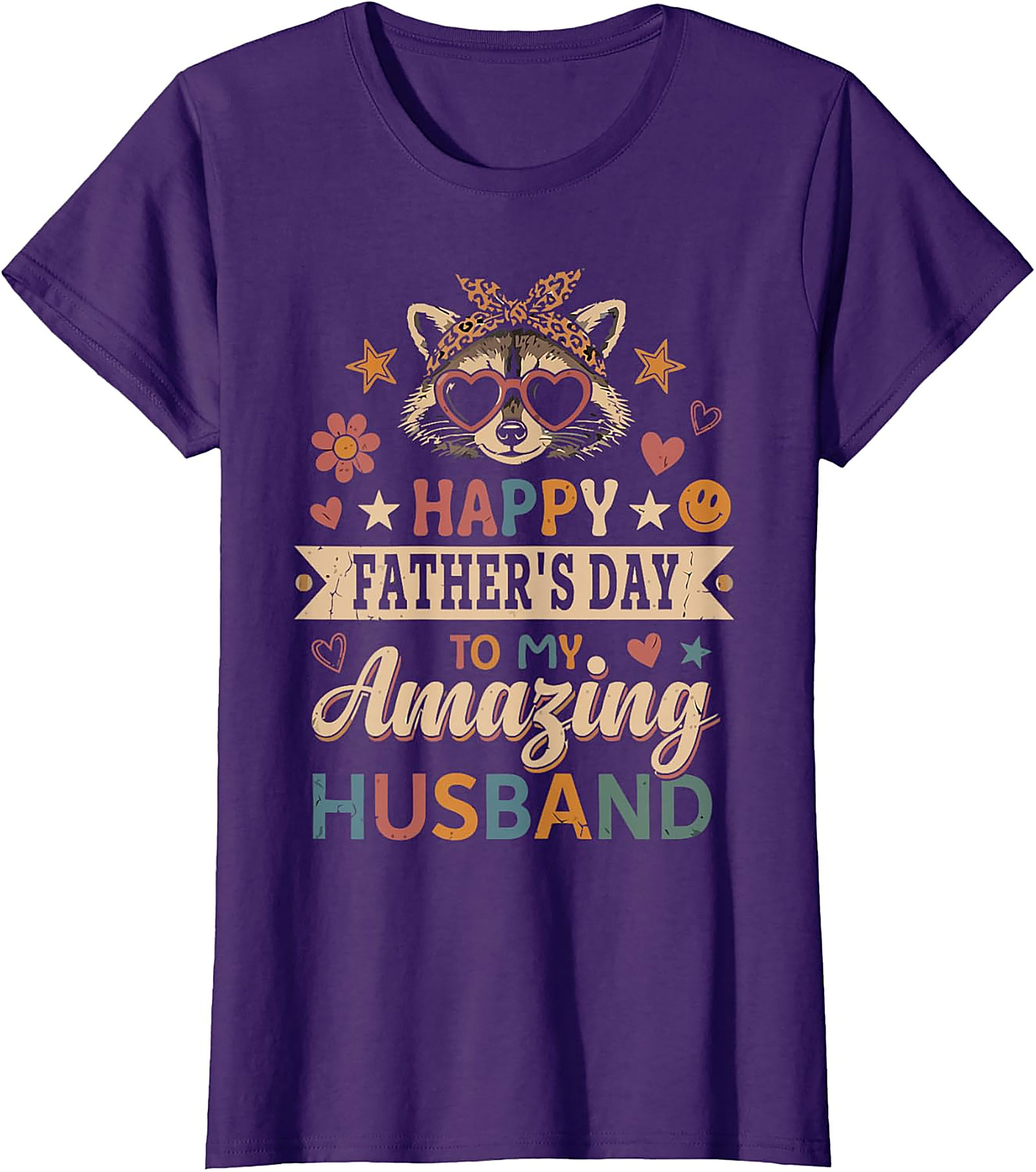 Retro Raccoon Father's Day Husband T-shirt | Cute Gift