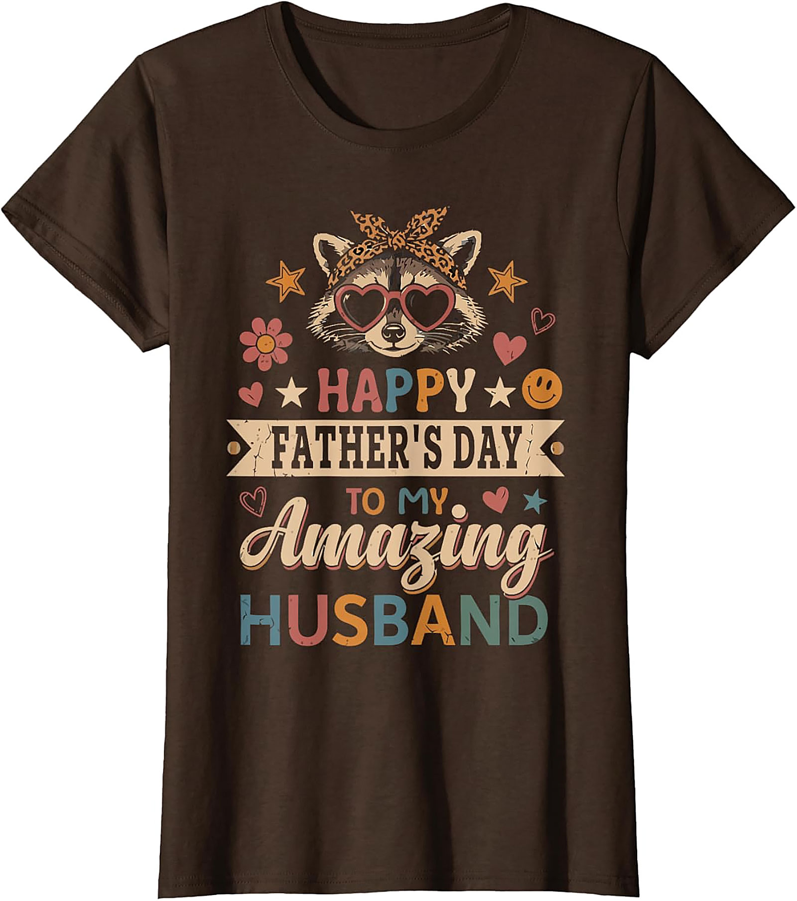 Retro Raccoon Father's Day Husband T-shirt | Cute Gift