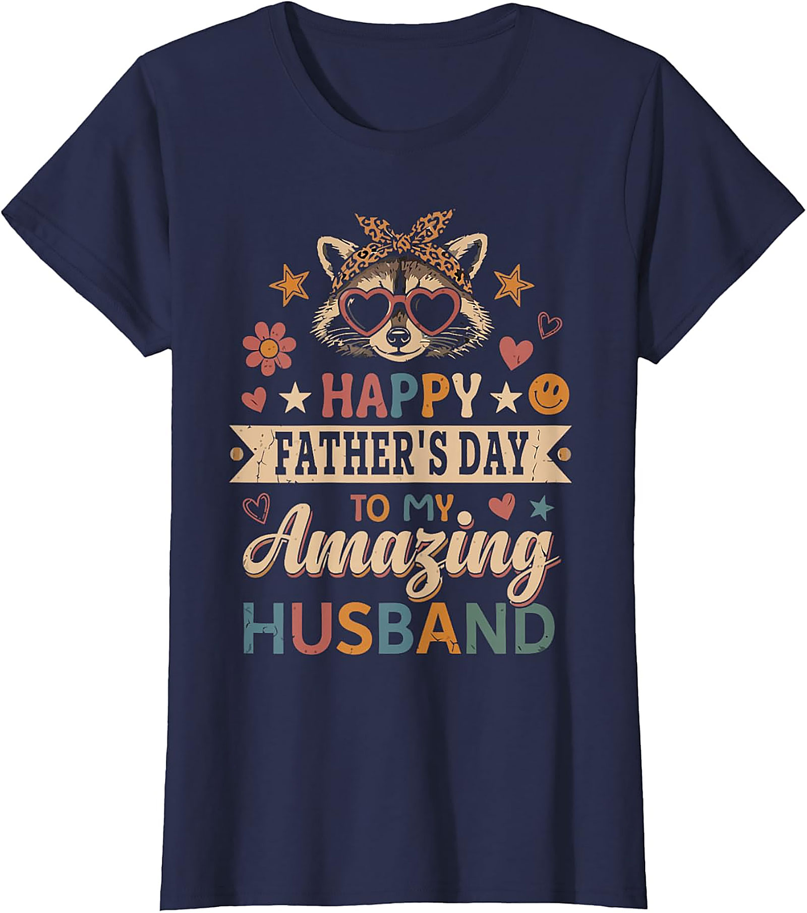 Retro Raccoon Father's Day Husband T-shirt | Cute Gift