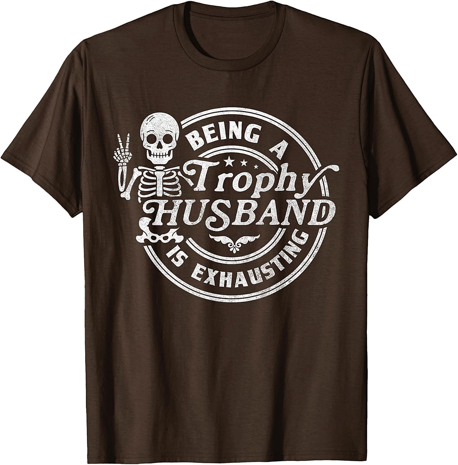 Funny Trophy Husband Tee - Skeleton Graphic T-Shirt