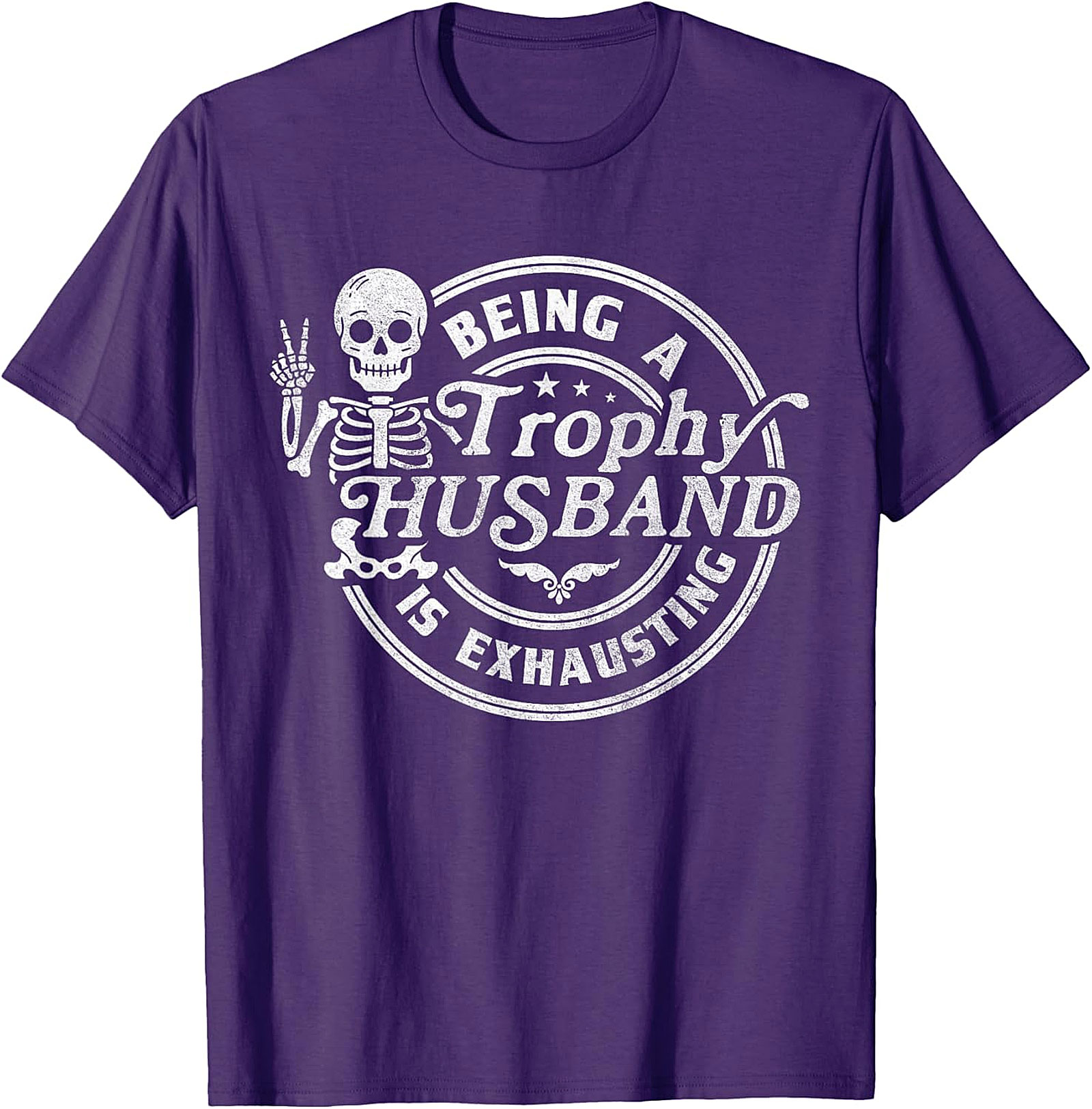 Funny Trophy Husband Tee - Skeleton Graphic T-Shirt