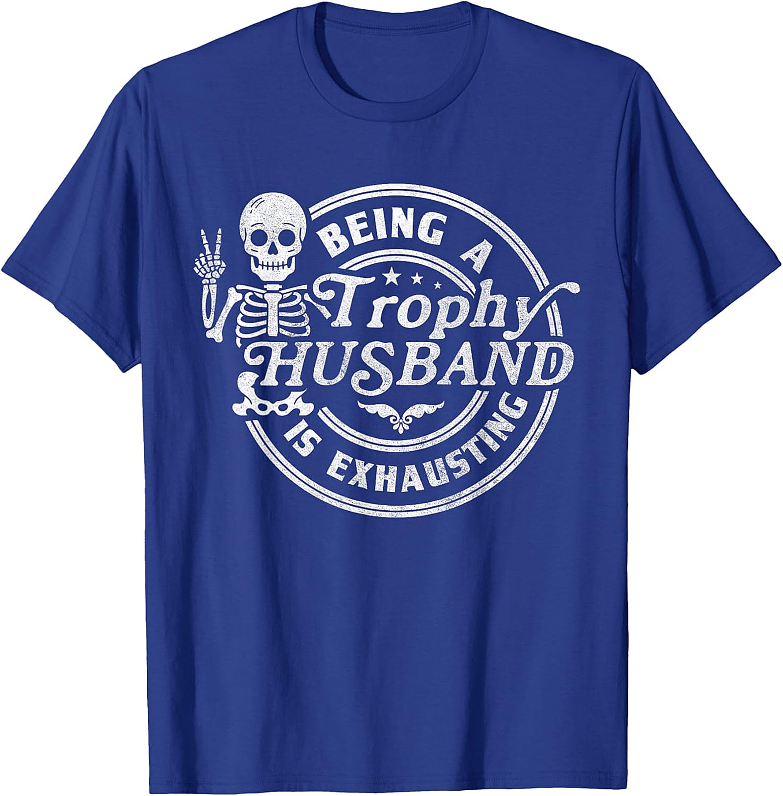 Funny Trophy Husband Tee - Skeleton Graphic T-Shirt