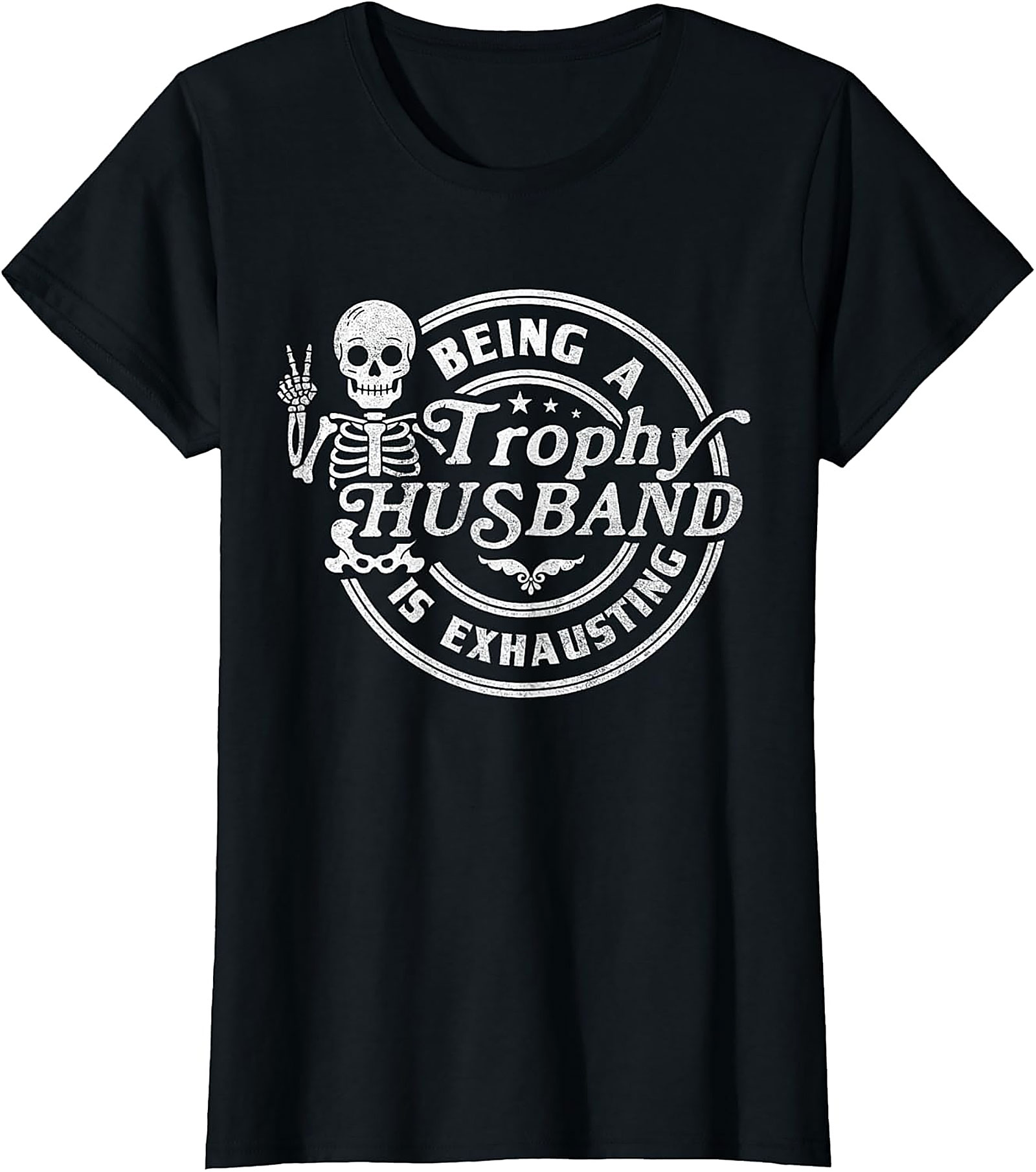 Funny Trophy Husband Tee - Skeleton Graphic T-Shirt