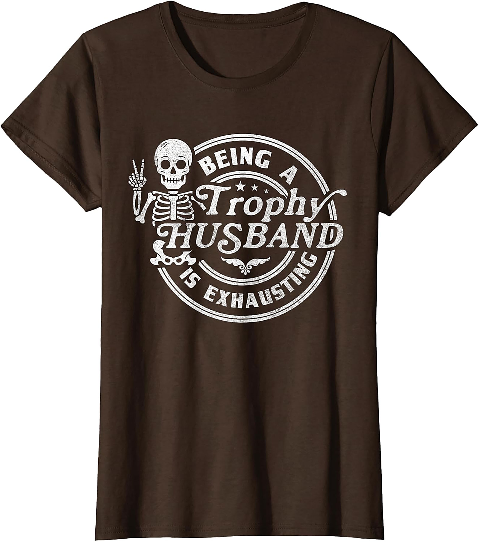 Funny Trophy Husband Tee - Skeleton Graphic T-Shirt