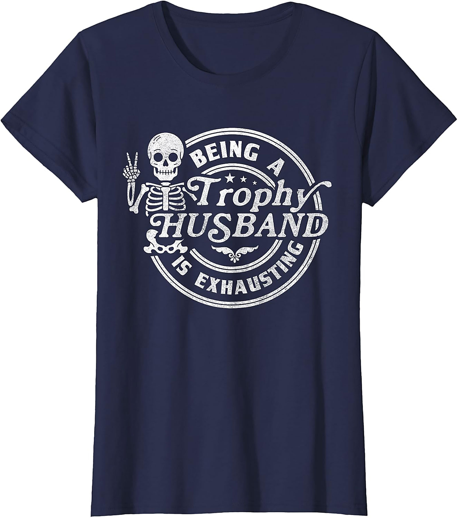 Funny Trophy Husband Tee - Skeleton Graphic T-Shirt