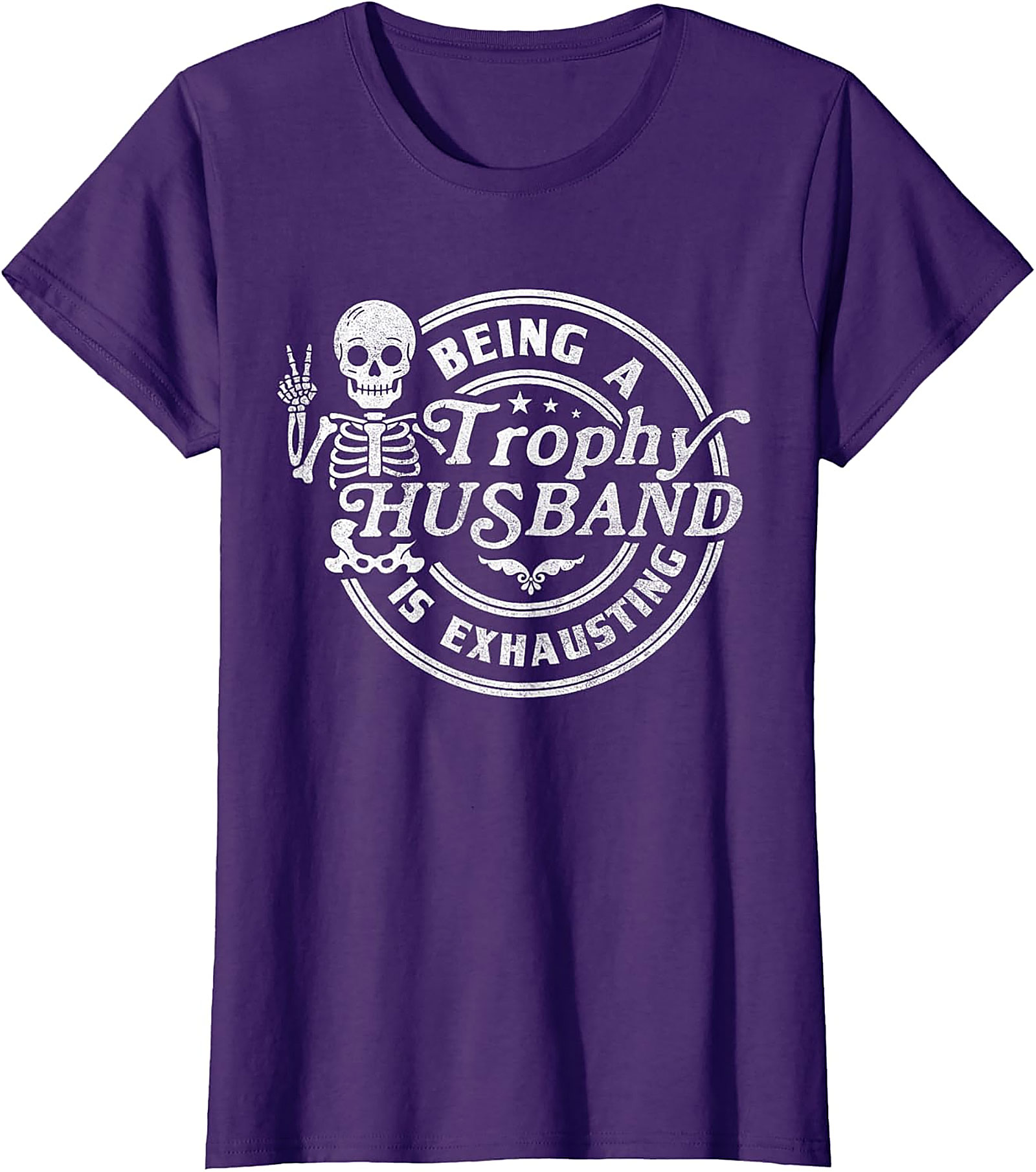 Funny Trophy Husband Tee - Skeleton Graphic T-Shirt
