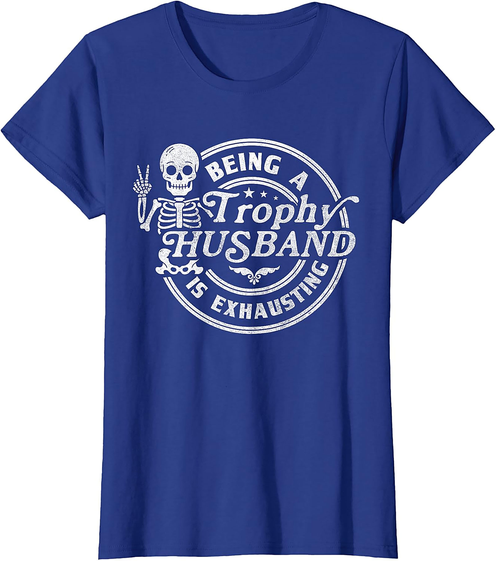 Funny Trophy Husband Tee - Skeleton Graphic T-Shirt