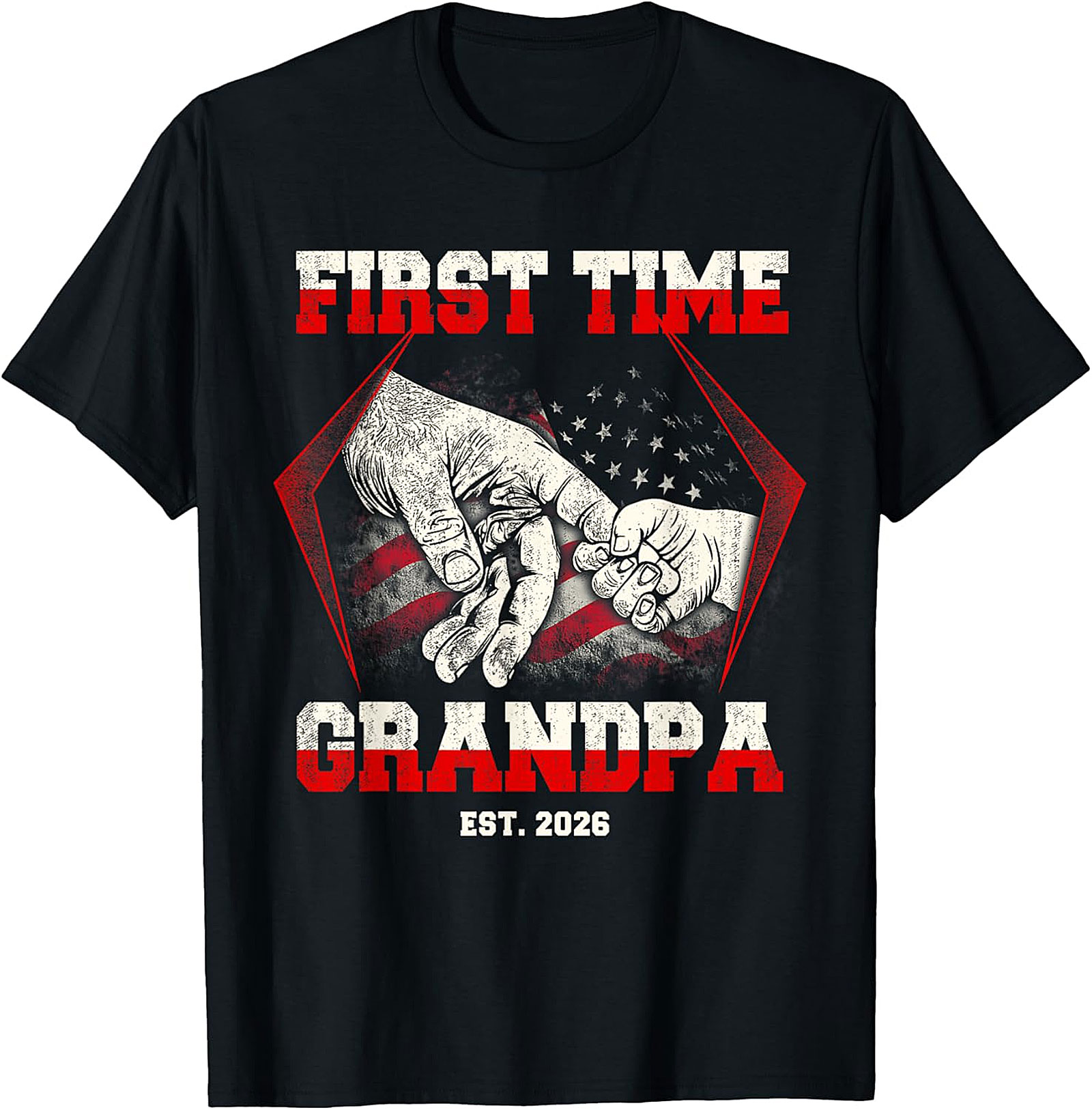First Time Grandpa Est 2026 T-Shirt | Patriotic Gift