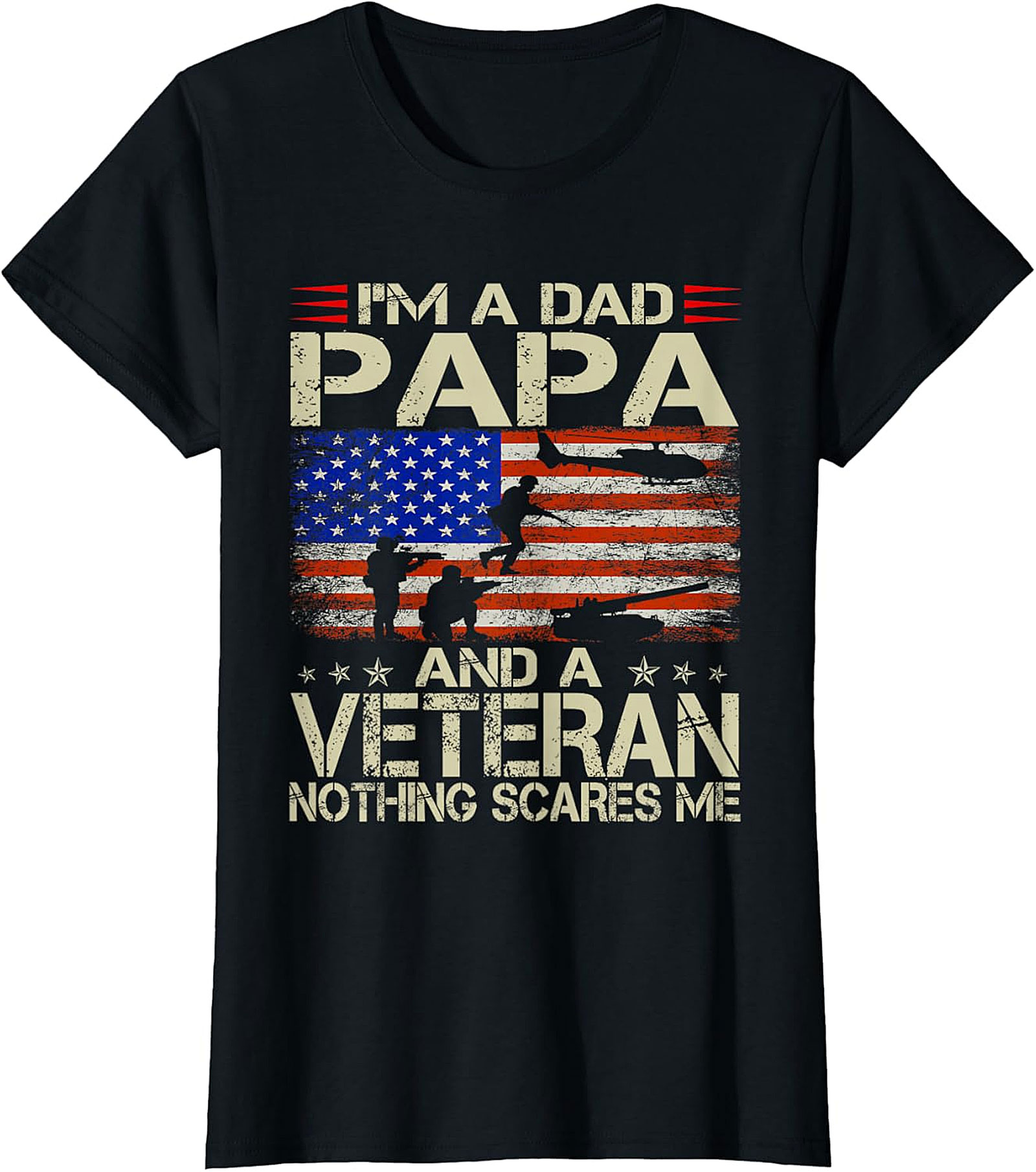 Veteran Papa American Flag T-Shirt | Proud Dad Gift