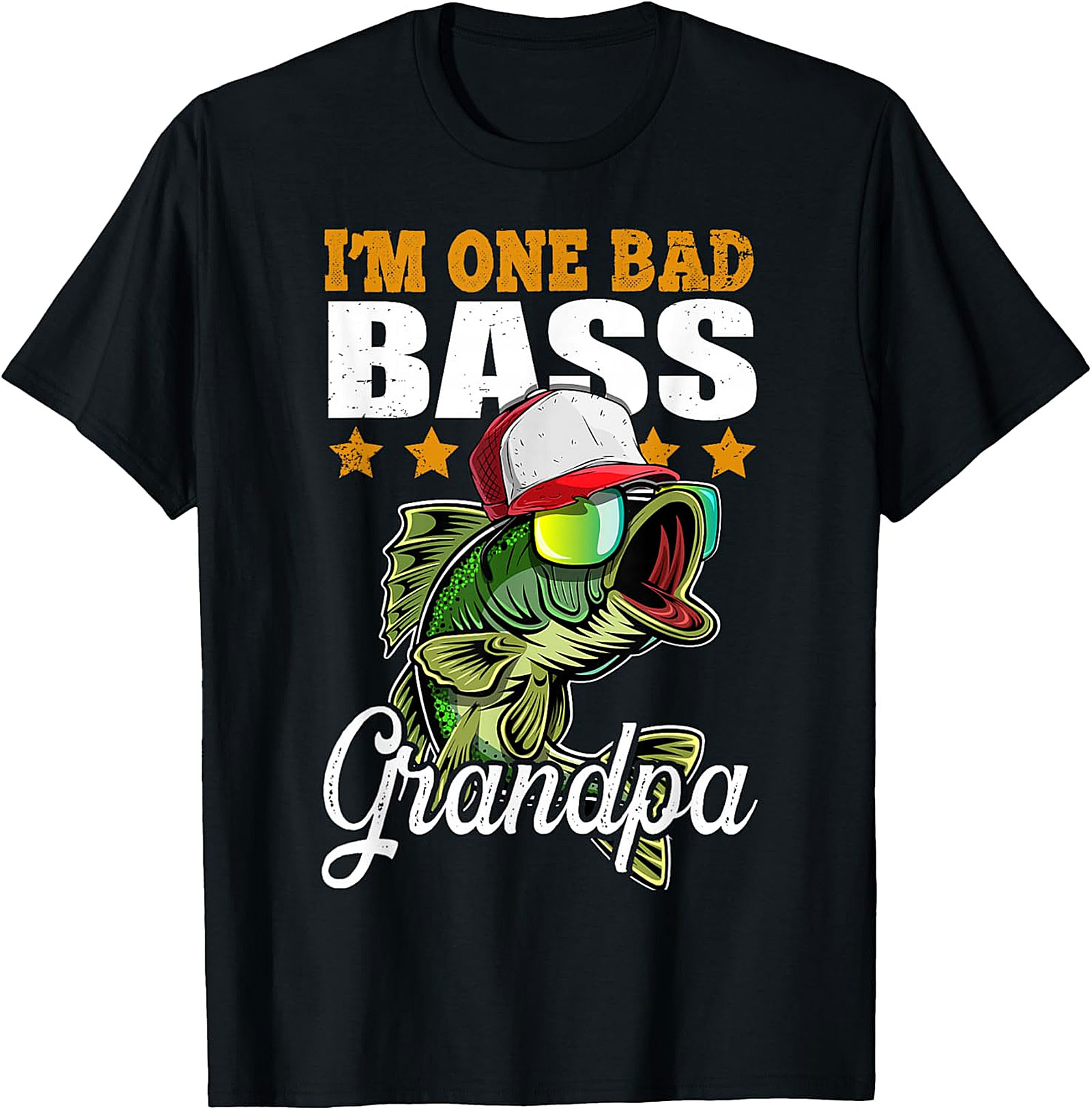 Funny Fishing Grandpa Shirt - One Bad Bass Tee | Gift Idea