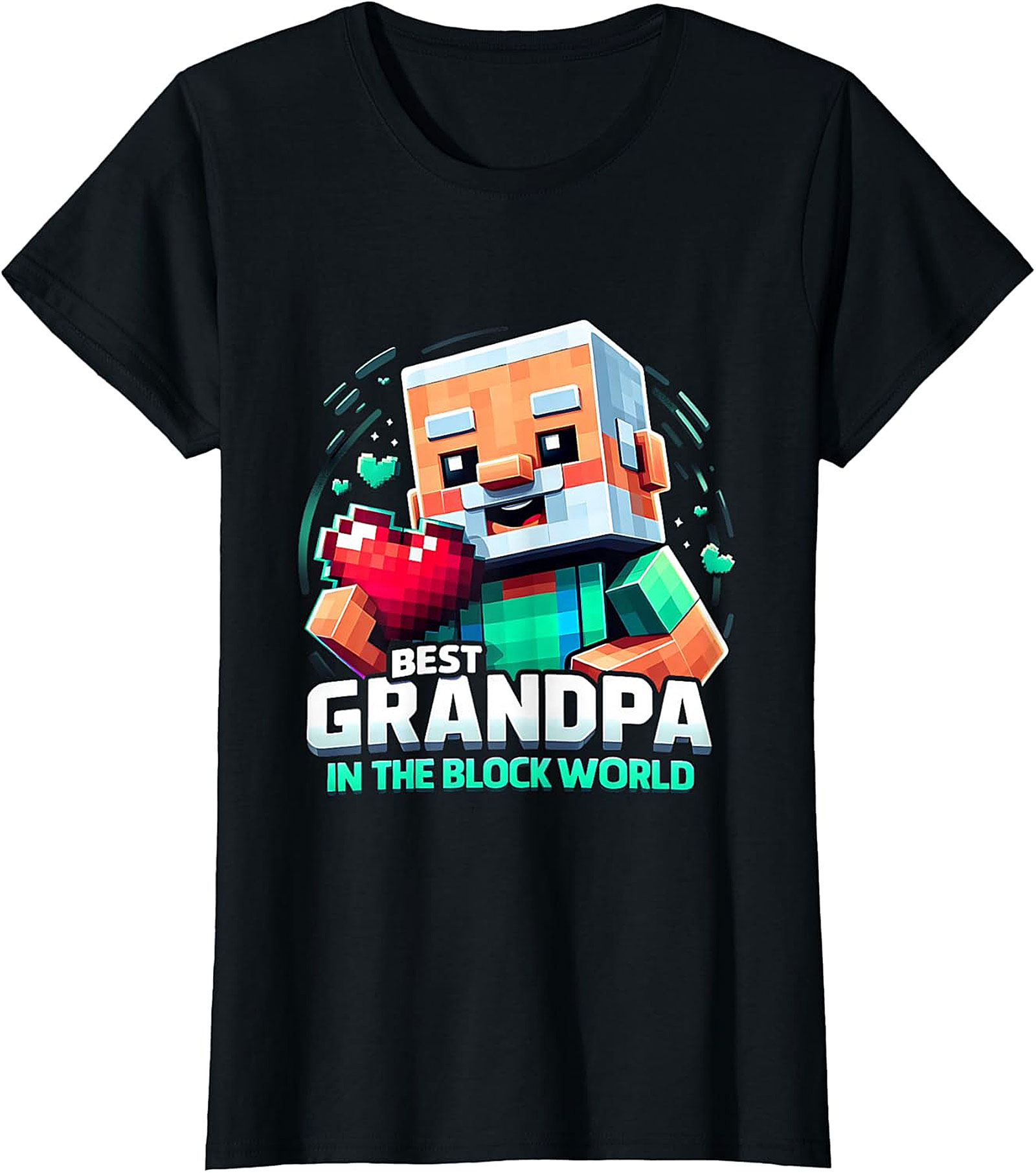 Best Gamer Grandpa T-Shirt | Funny Block World Tee