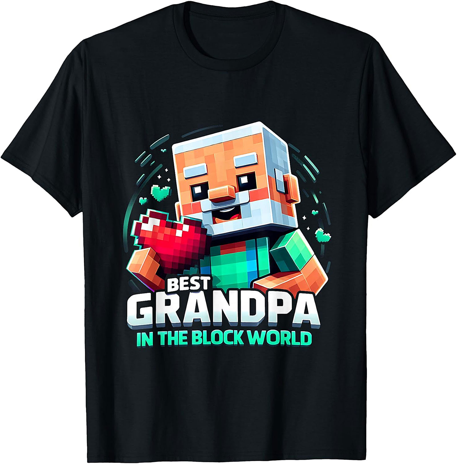 Best Gamer Grandpa T-Shirt | Funny Block World Tee