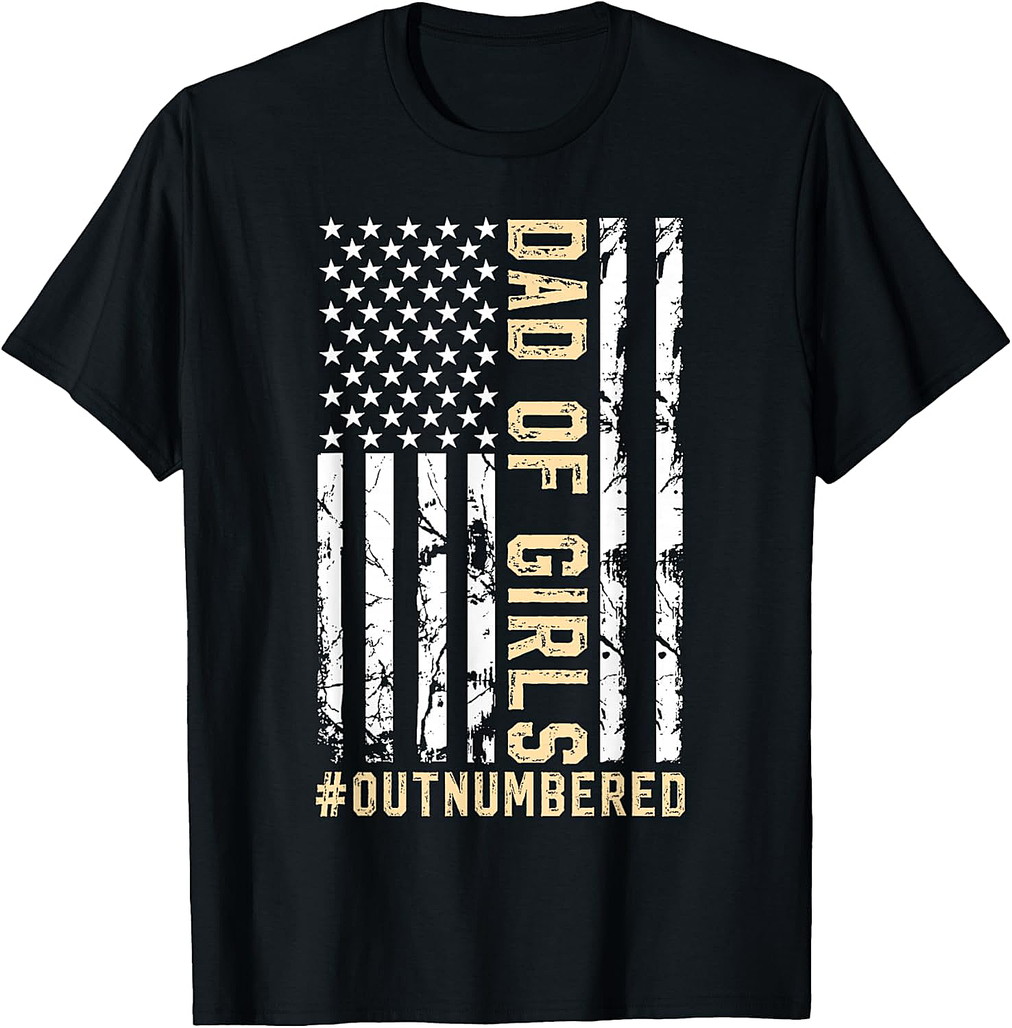 Dad of Girls Outnumbered T-Shirt Funny Girl Dad Tee