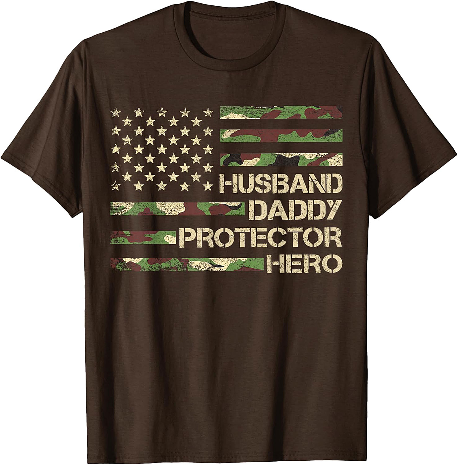 Husband Daddy Protector Hero T-Shirt | Camo Flag Tee