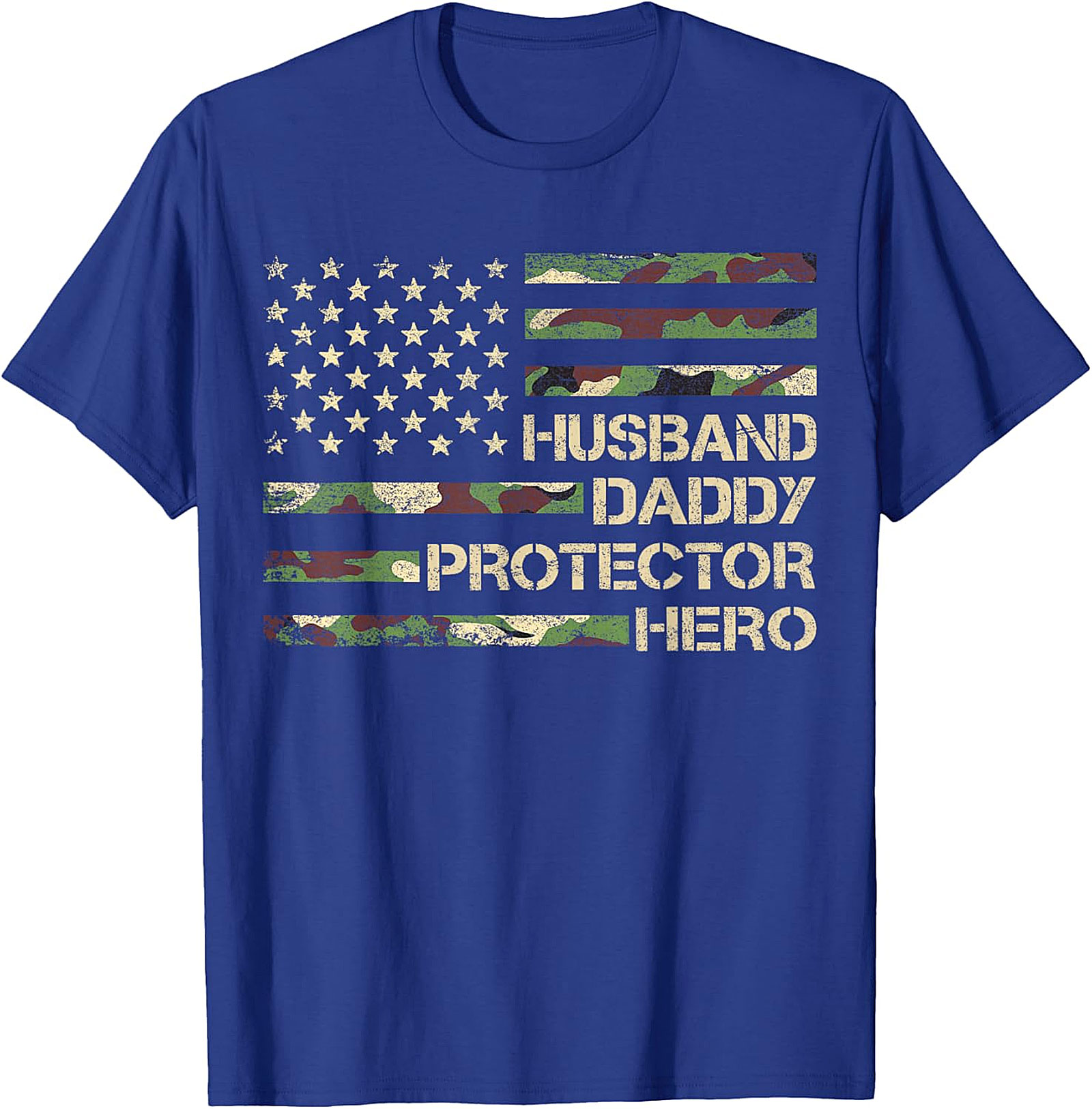 Husband Daddy Protector Hero T-Shirt | Camo Flag Tee