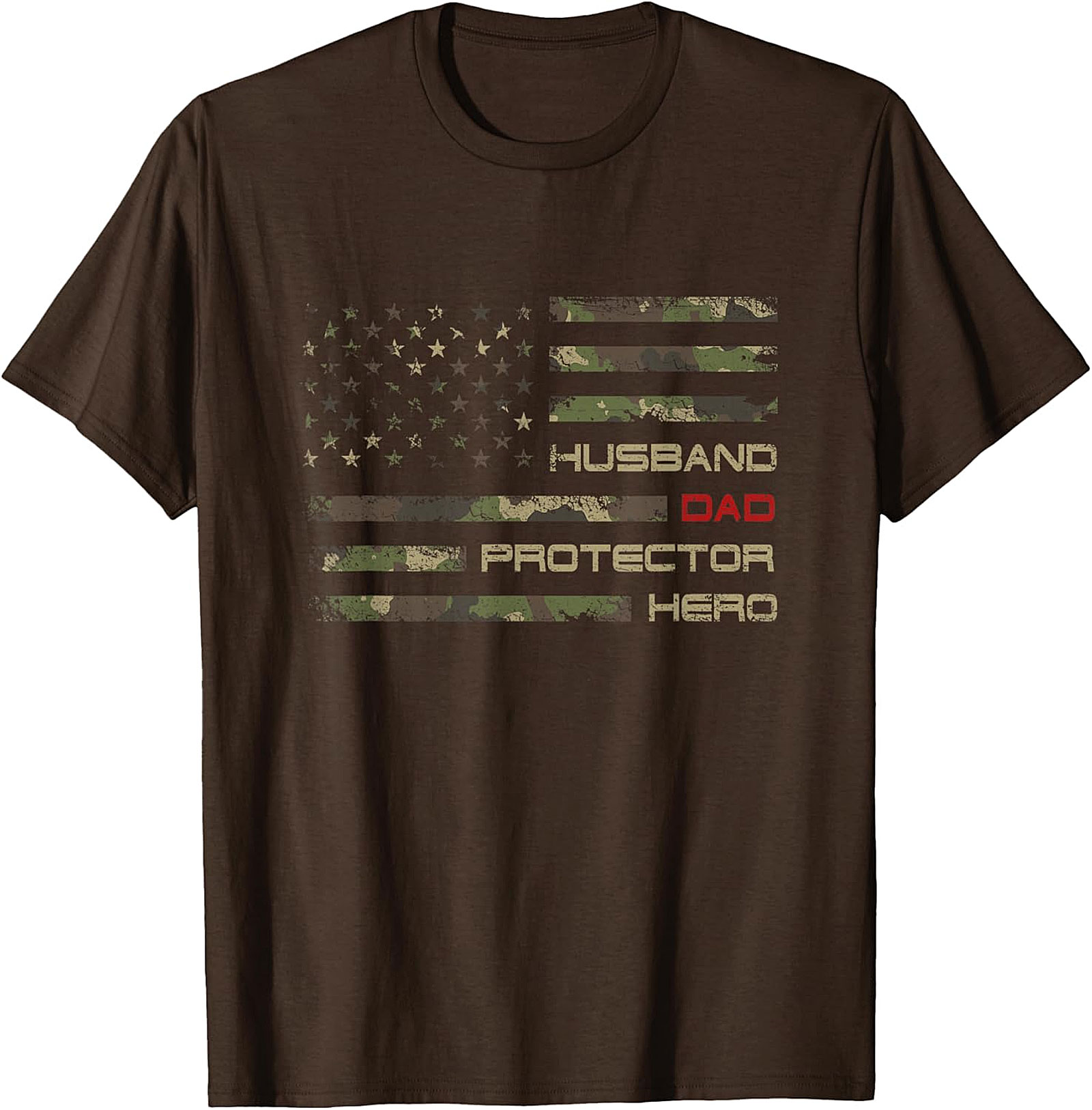 Husband Dad Protector Hero Camo Flag T-Shirt | Father's Gift