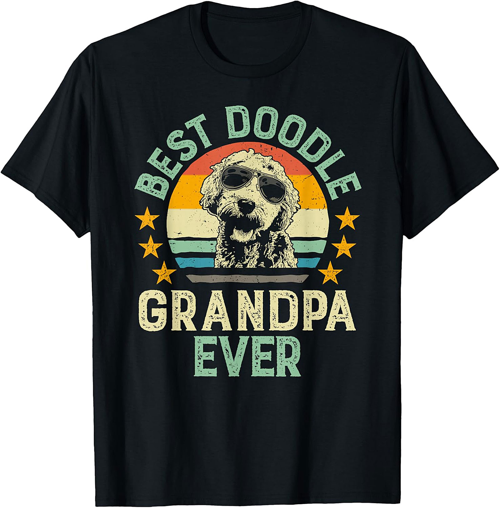  Retro Best Doodle Grandpa Ever T-Shirt | Funny Dog Gift