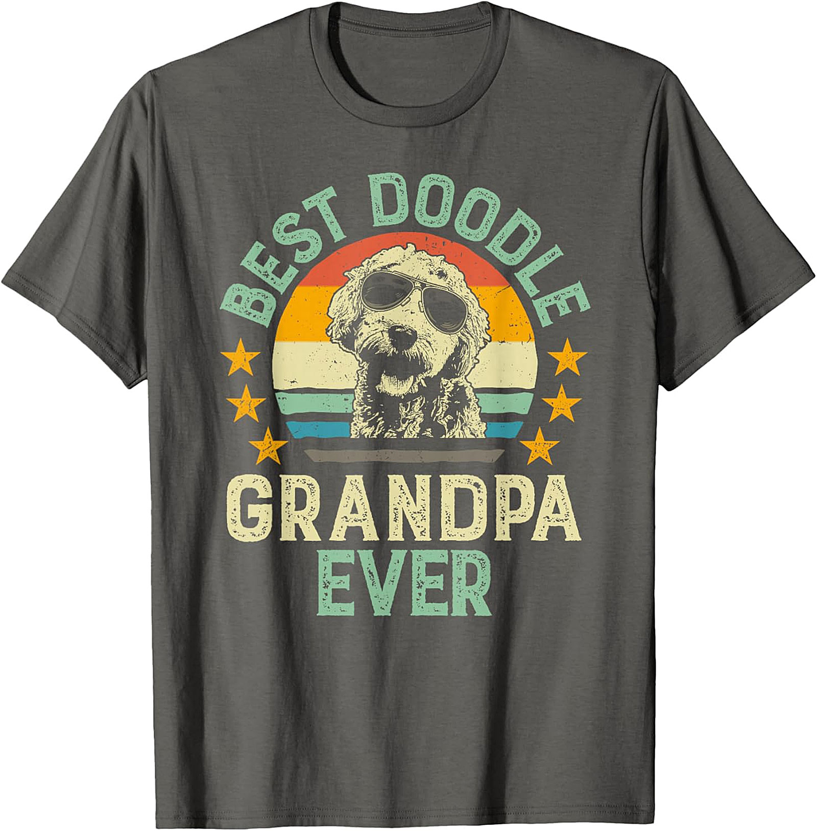  Retro Best Doodle Grandpa Ever T-Shirt | Funny Dog Gift