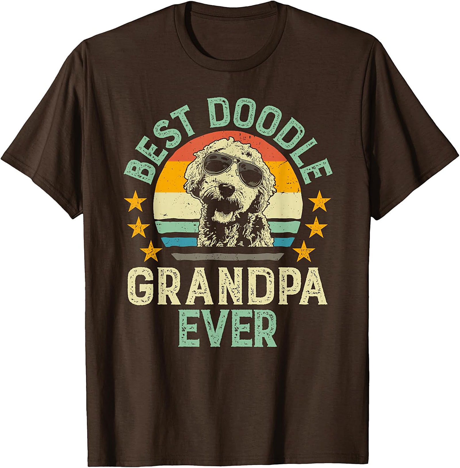  Retro Best Doodle Grandpa Ever T-Shirt | Funny Dog Gift