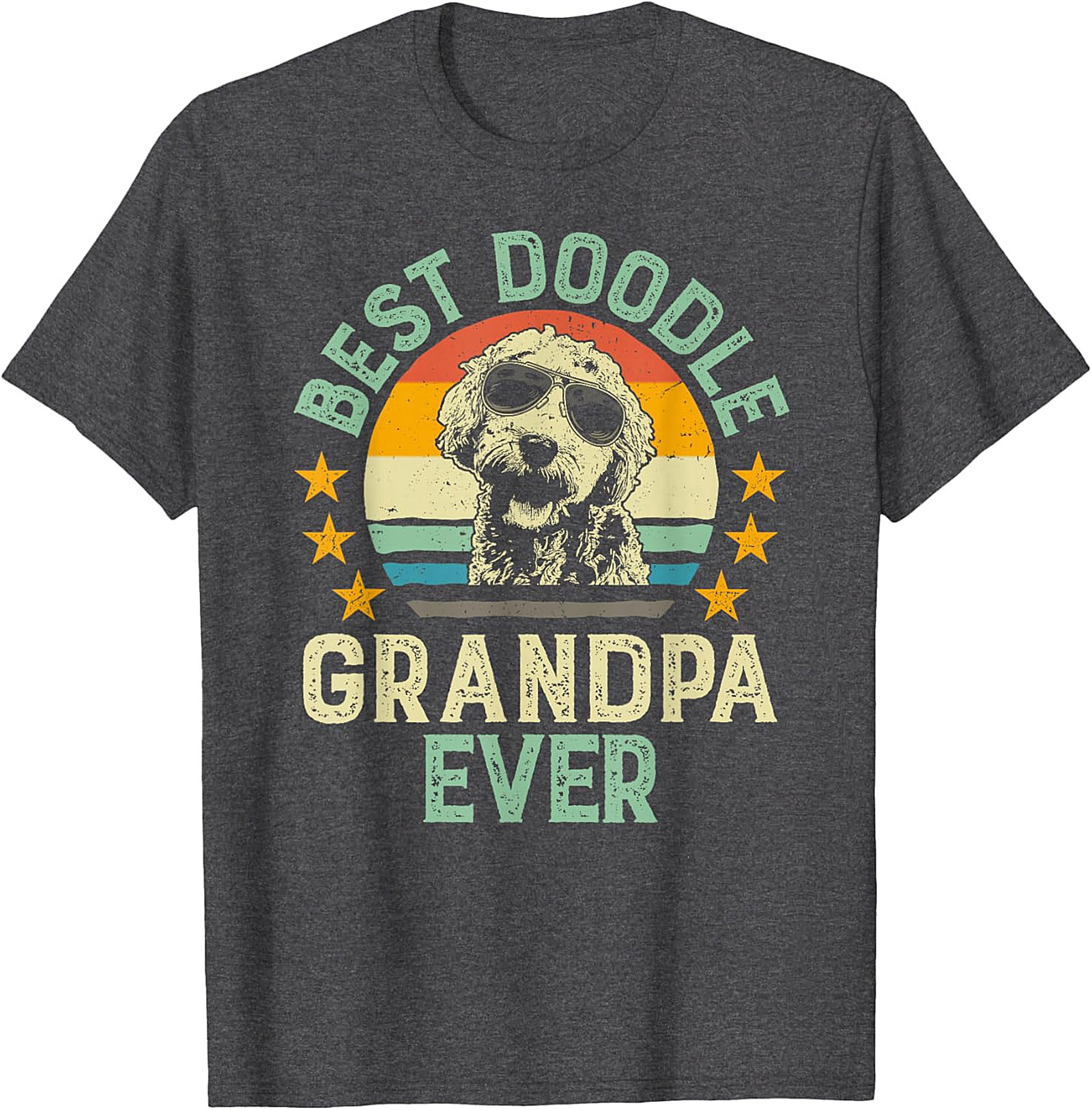  Retro Best Doodle Grandpa Ever T-Shirt | Funny Dog Gift