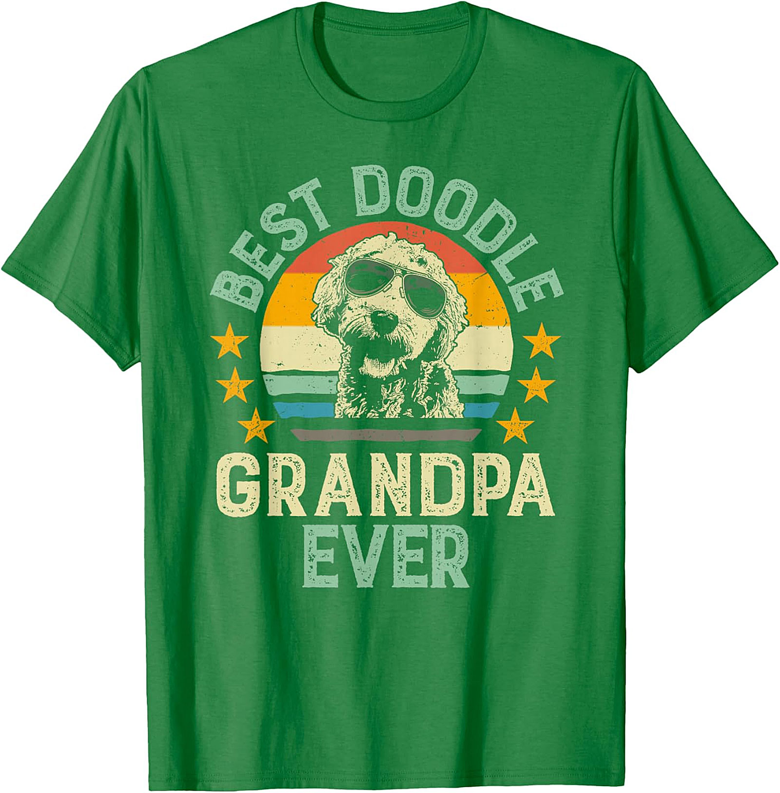  Retro Best Doodle Grandpa Ever T-Shirt | Funny Dog Gift
