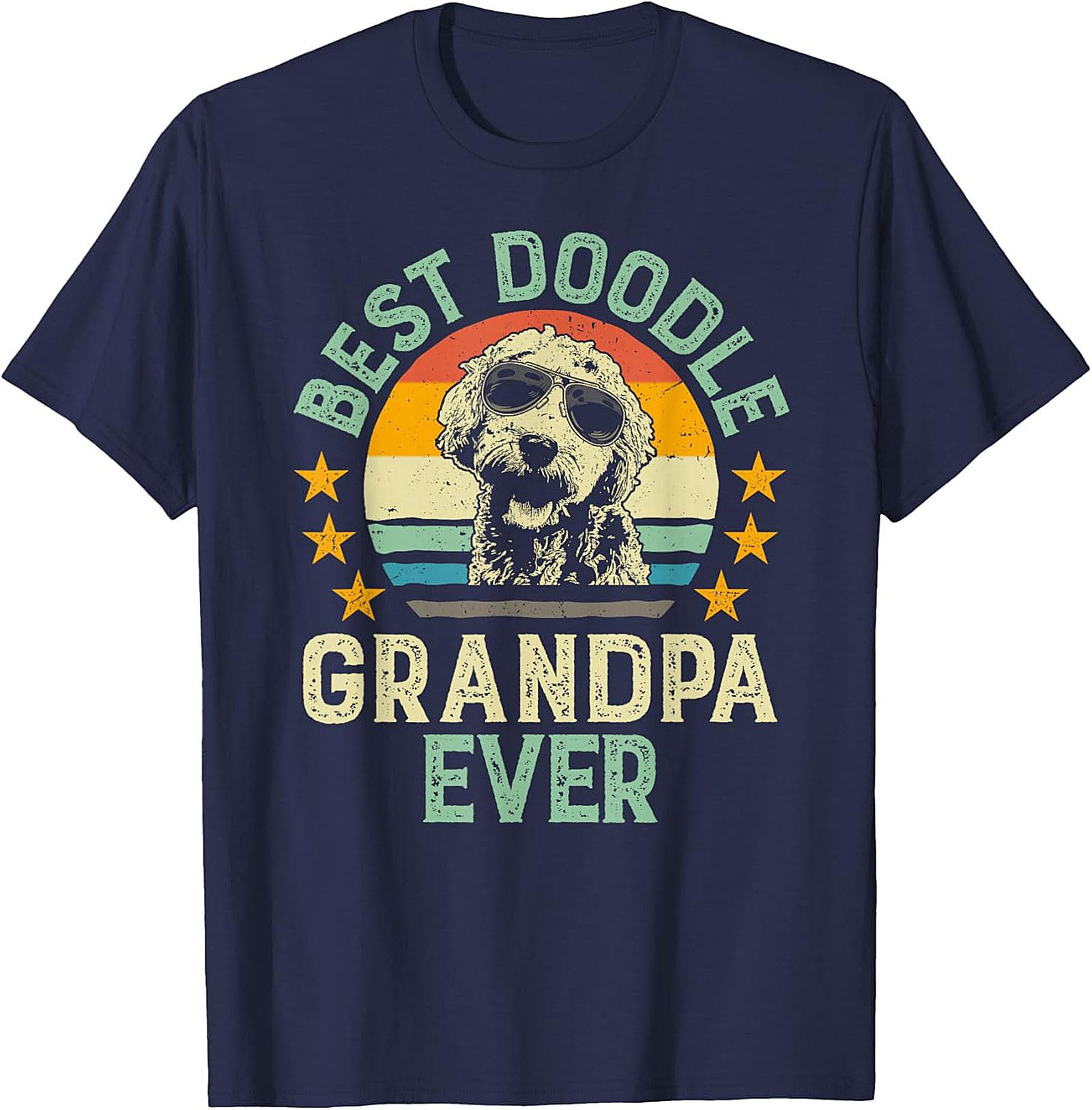  Retro Best Doodle Grandpa Ever T-Shirt | Funny Dog Gift