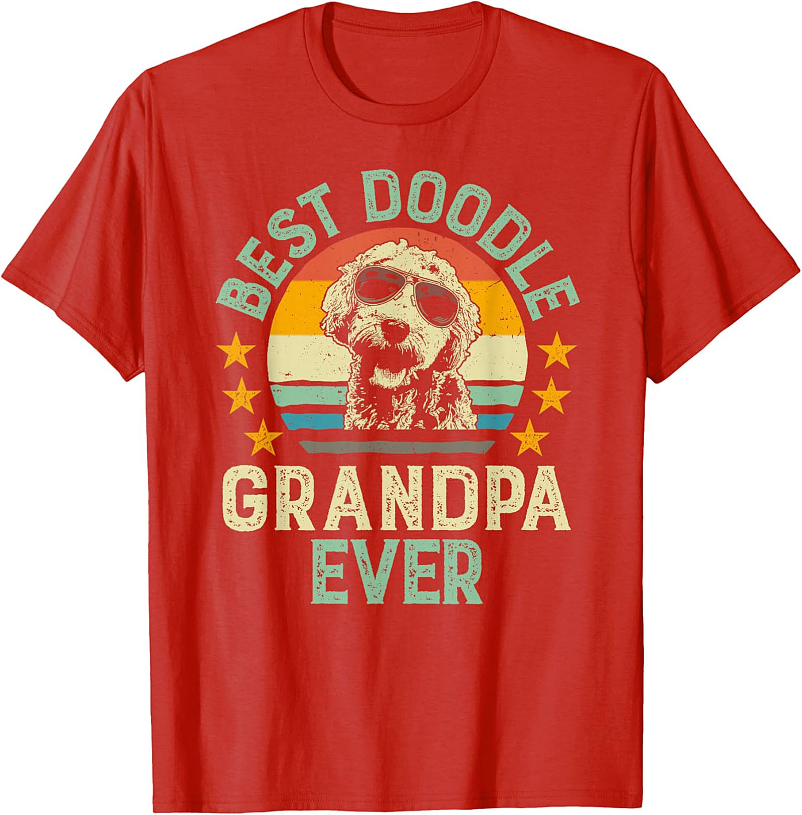  Retro Best Doodle Grandpa Ever T-Shirt | Funny Dog Gift
