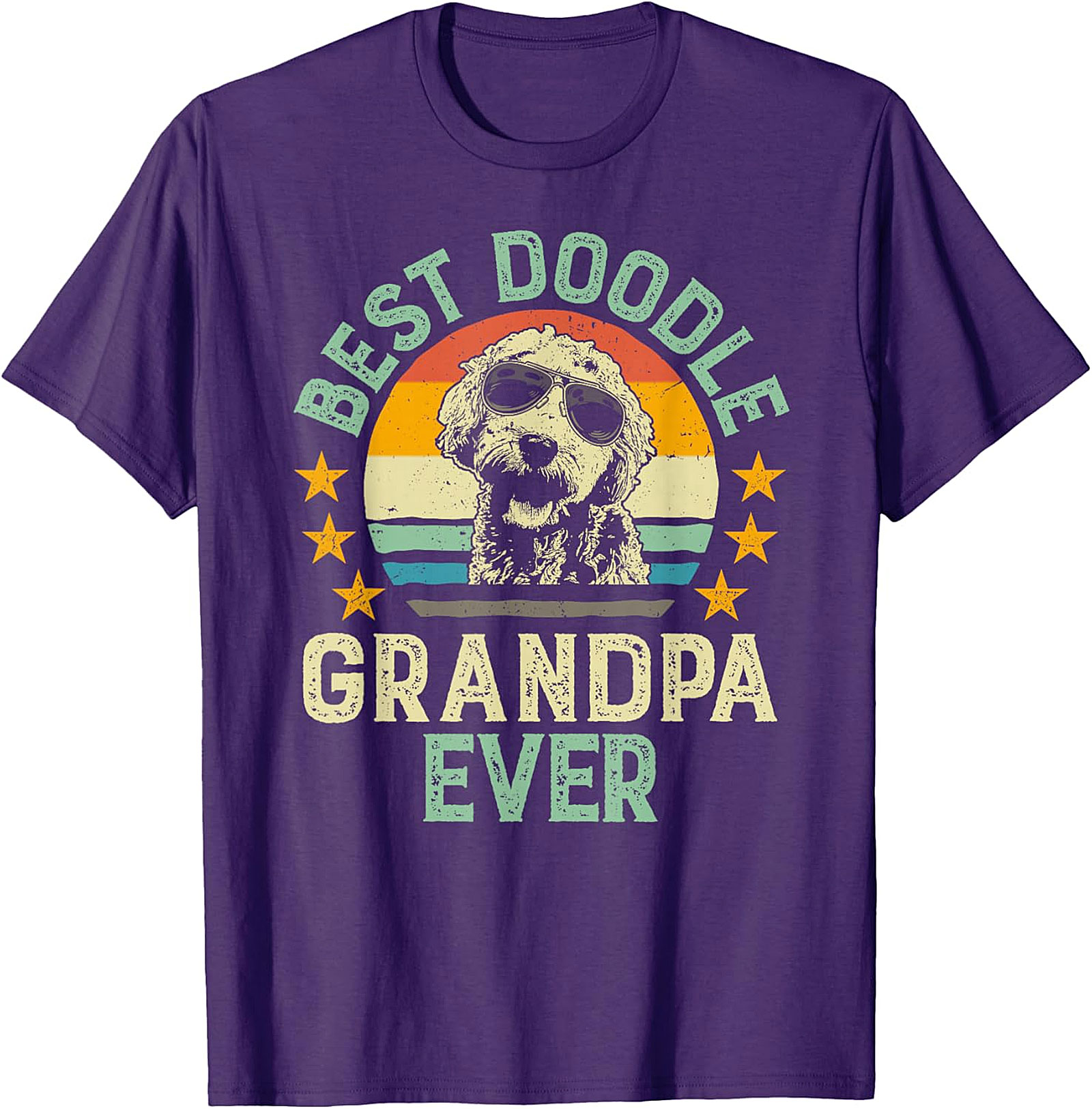  Retro Best Doodle Grandpa Ever T-Shirt | Funny Dog Gift