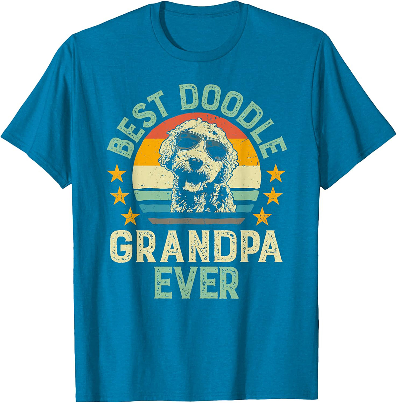  Retro Best Doodle Grandpa Ever T-Shirt | Funny Dog Gift