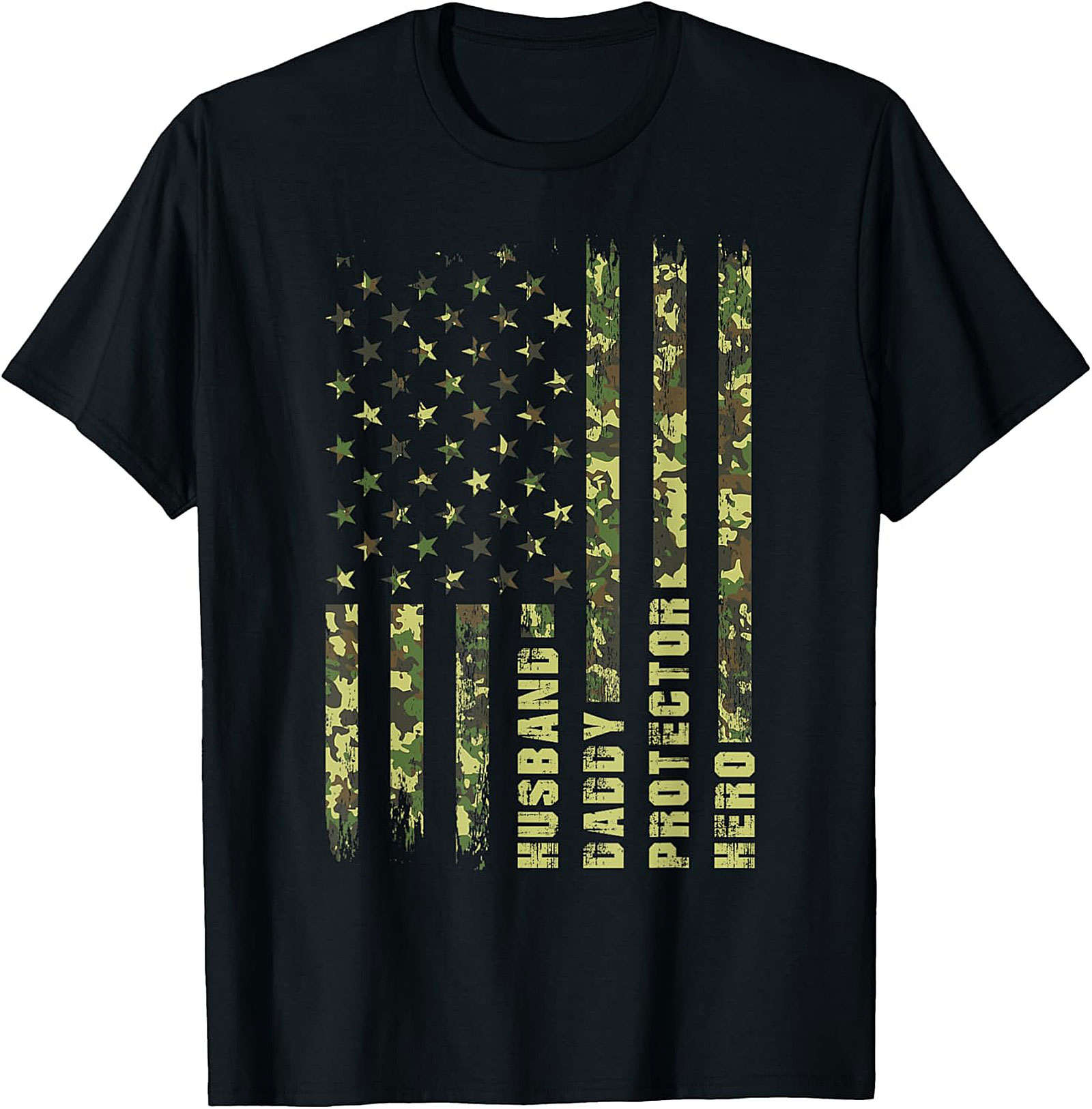 Husband Daddy Protector Hero T-Shirt | Patriotic Camo Dad Tee