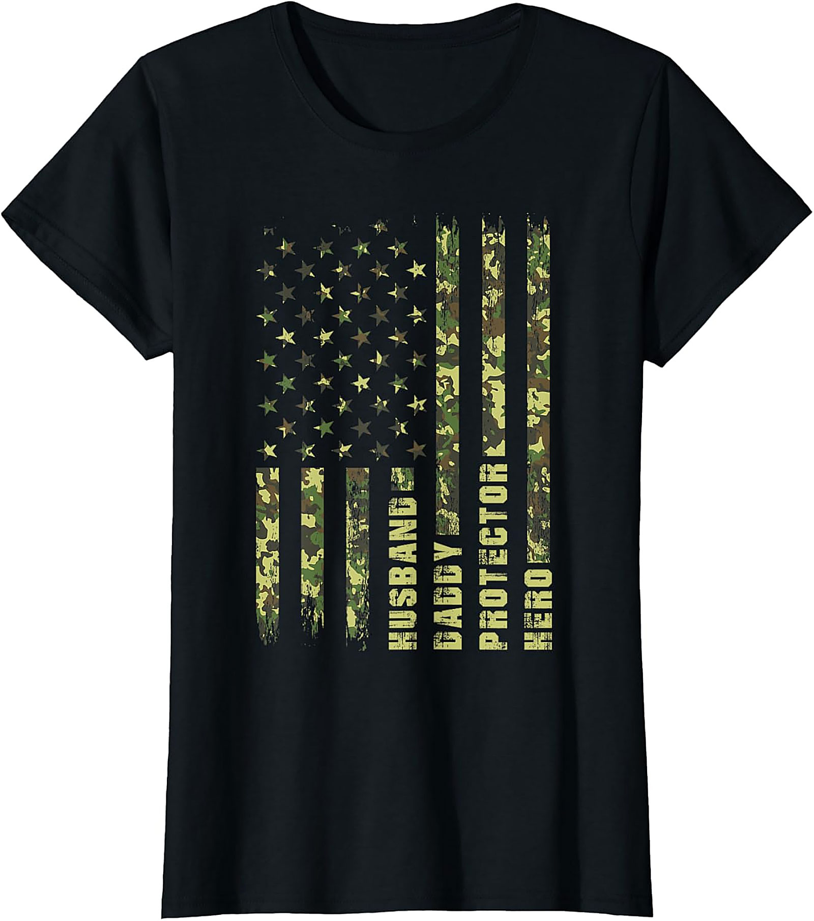 Husband Daddy Protector Hero T-Shirt | Patriotic Camo Dad Tee