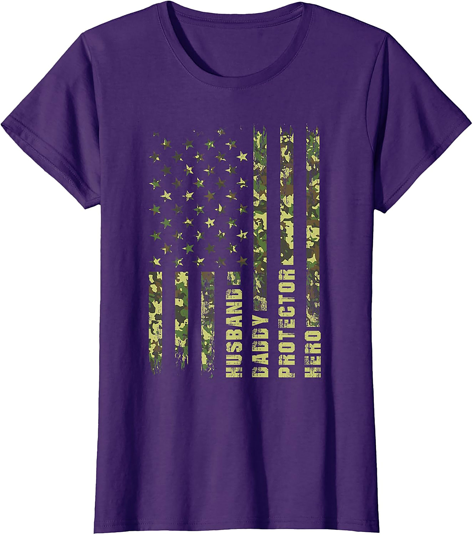 Husband Daddy Protector Hero T-Shirt | Patriotic Camo Dad Tee