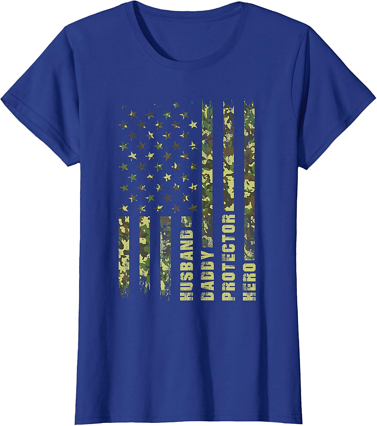 Husband Daddy Protector Hero T-Shirt | Patriotic Camo Dad Tee