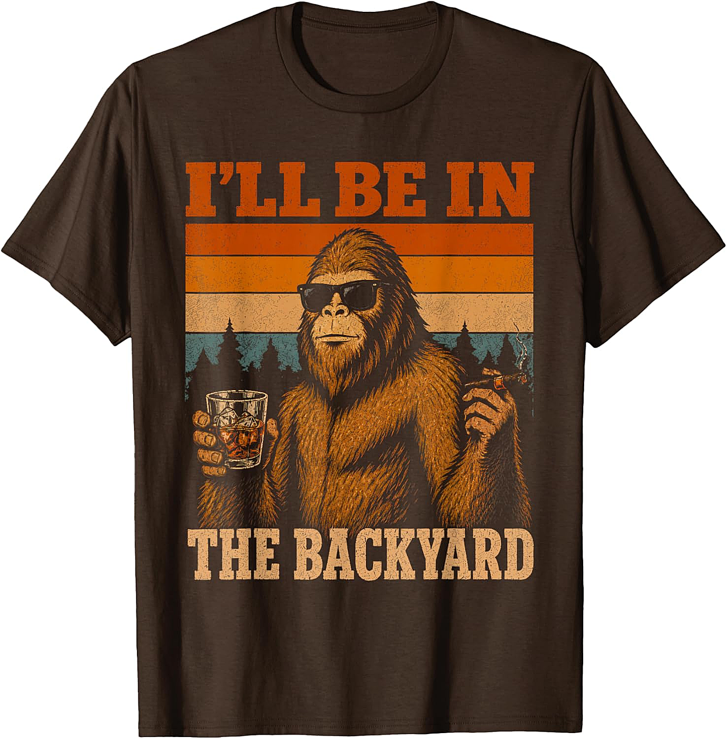  Funny Bigfoot Backyard T-Shirt Retro Sasquatch Tee