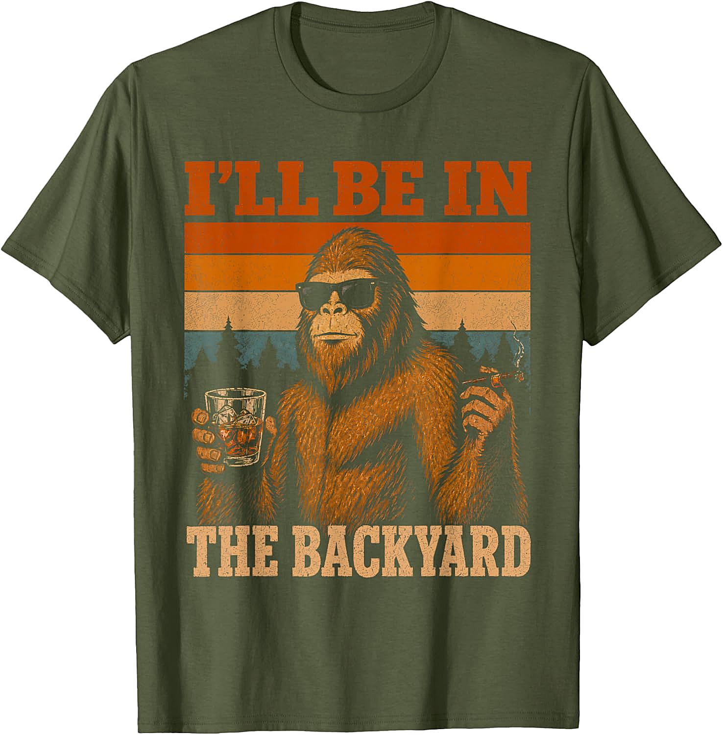  Funny Bigfoot Backyard T-Shirt Retro Sasquatch Tee