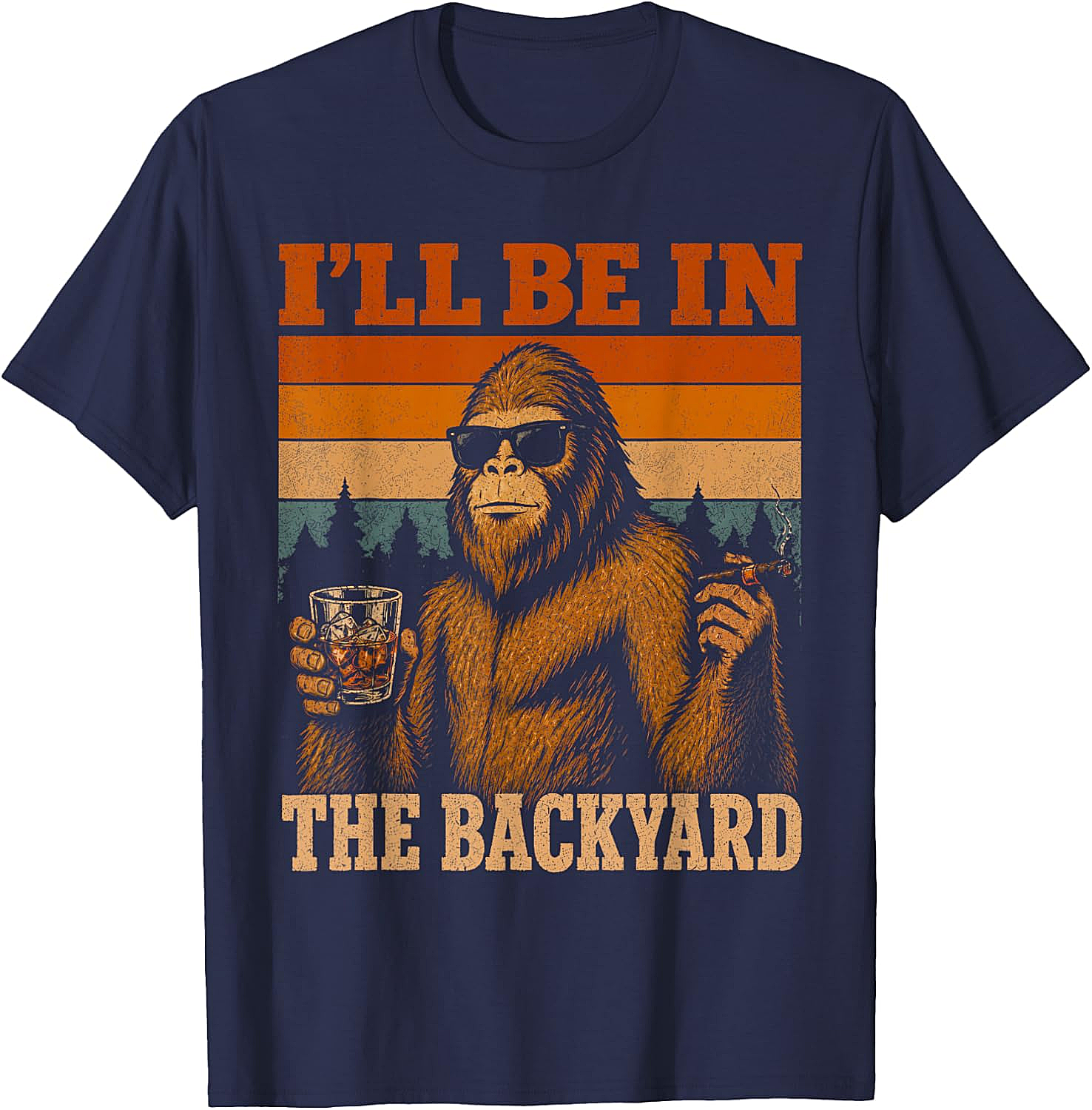  Funny Bigfoot Backyard T-Shirt Retro Sasquatch Tee