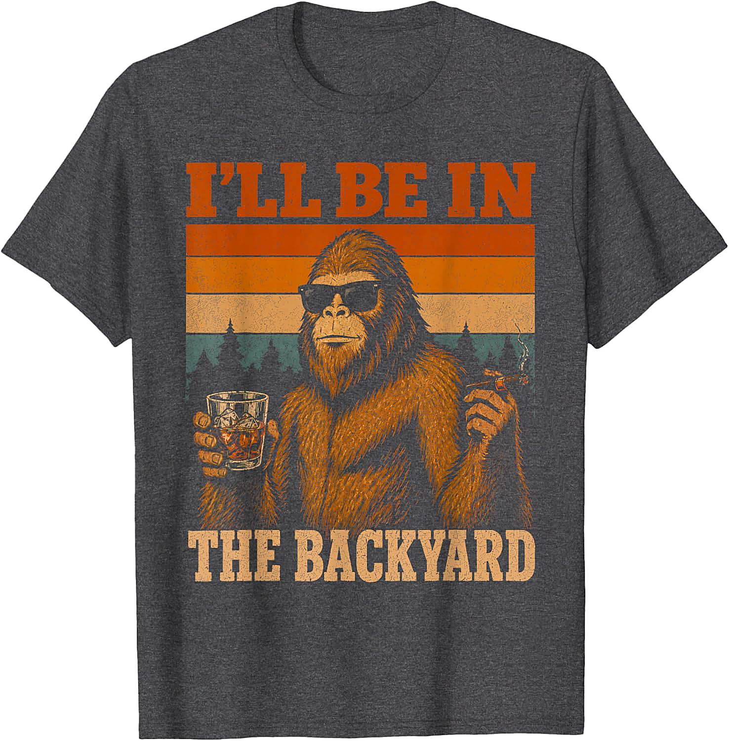  Funny Bigfoot Backyard T-Shirt Retro Sasquatch Tee