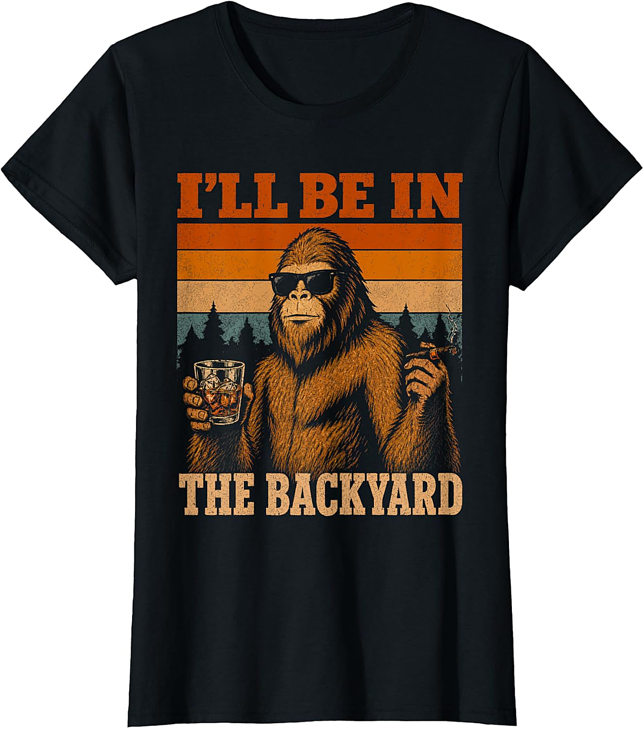  Funny Bigfoot Backyard T-Shirt Retro Sasquatch Tee