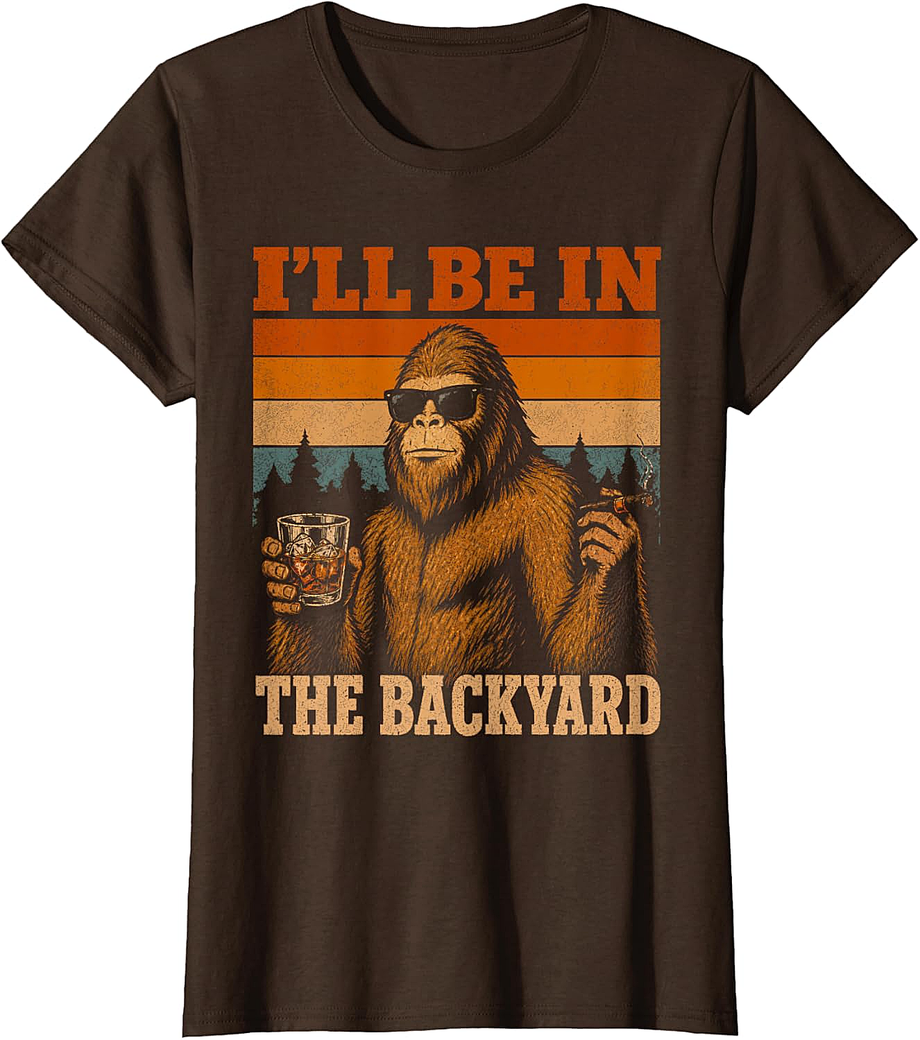  Funny Bigfoot Backyard T-Shirt Retro Sasquatch Tee