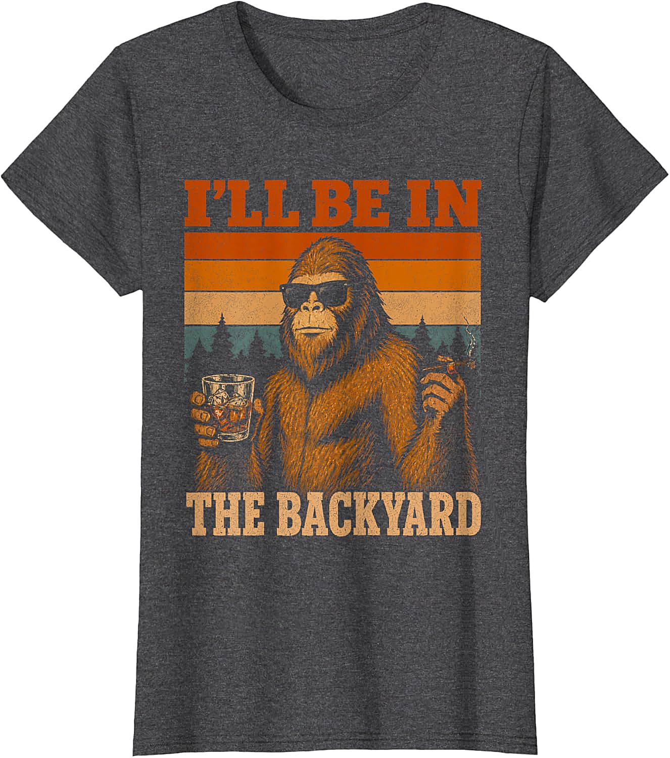  Funny Bigfoot Backyard T-Shirt Retro Sasquatch Tee
