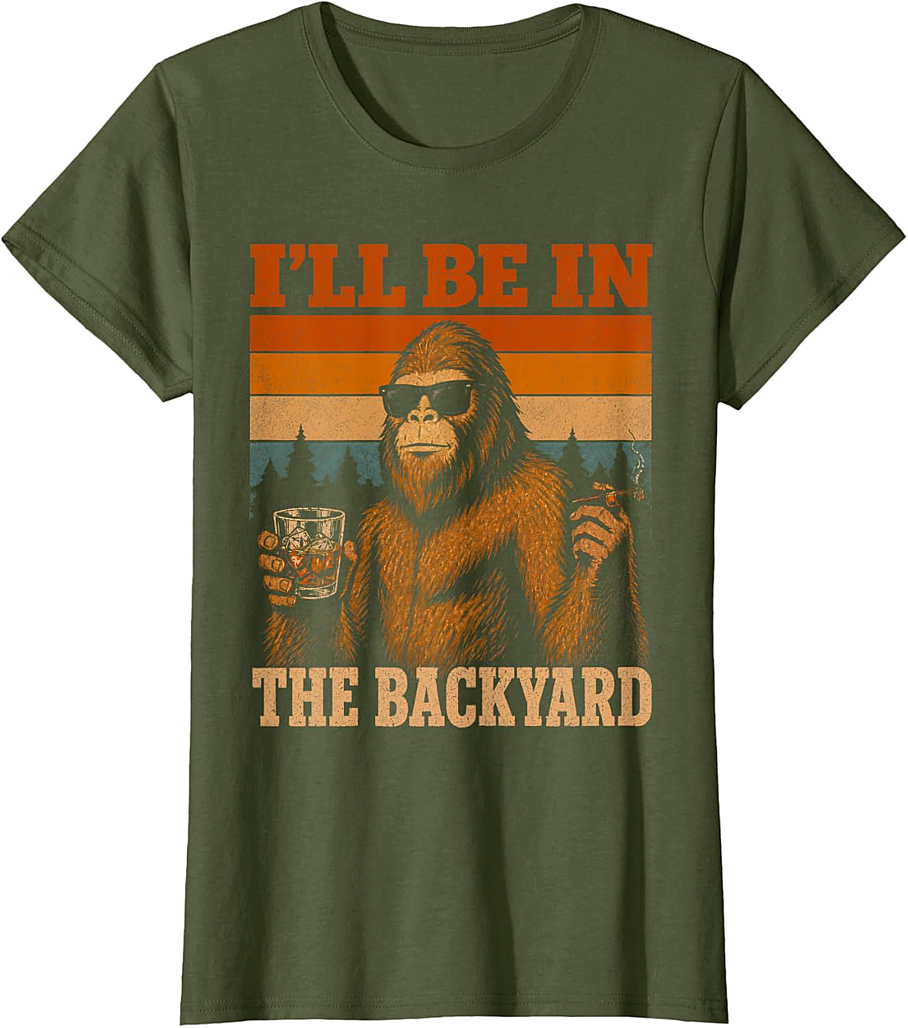  Funny Bigfoot Backyard T-Shirt Retro Sasquatch Tee