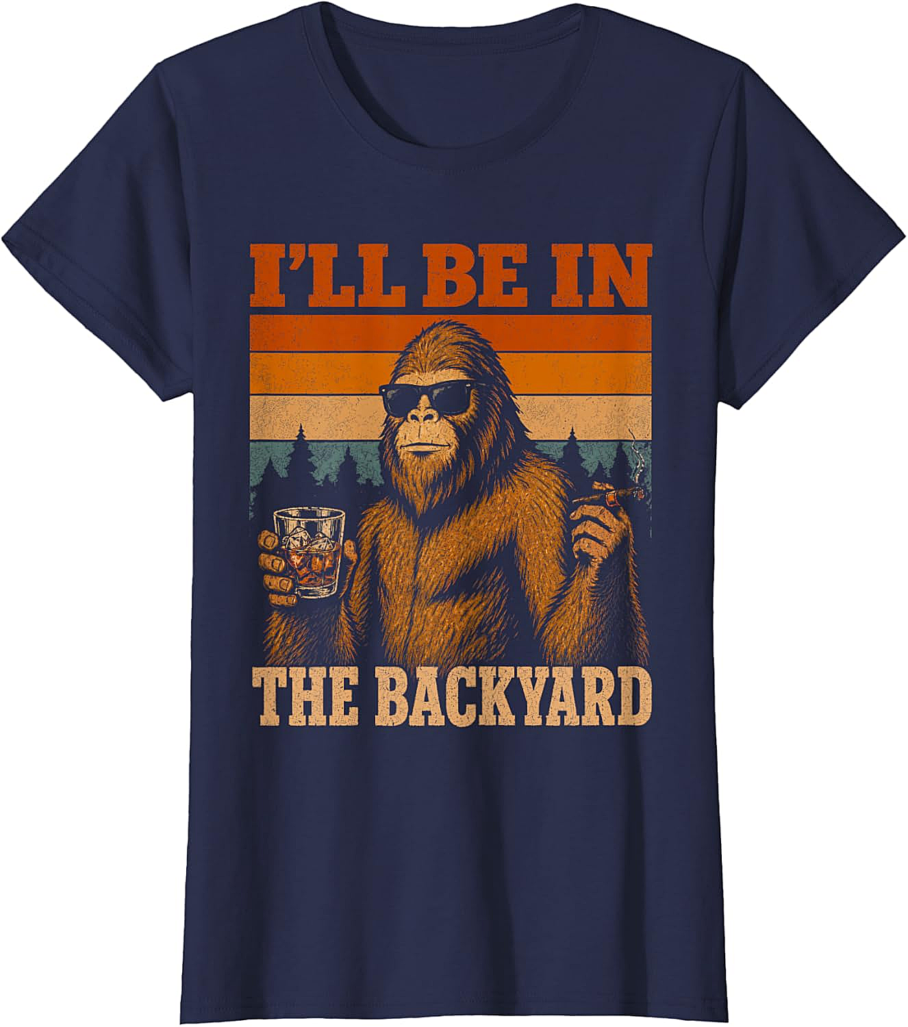  Funny Bigfoot Backyard T-Shirt Retro Sasquatch Tee