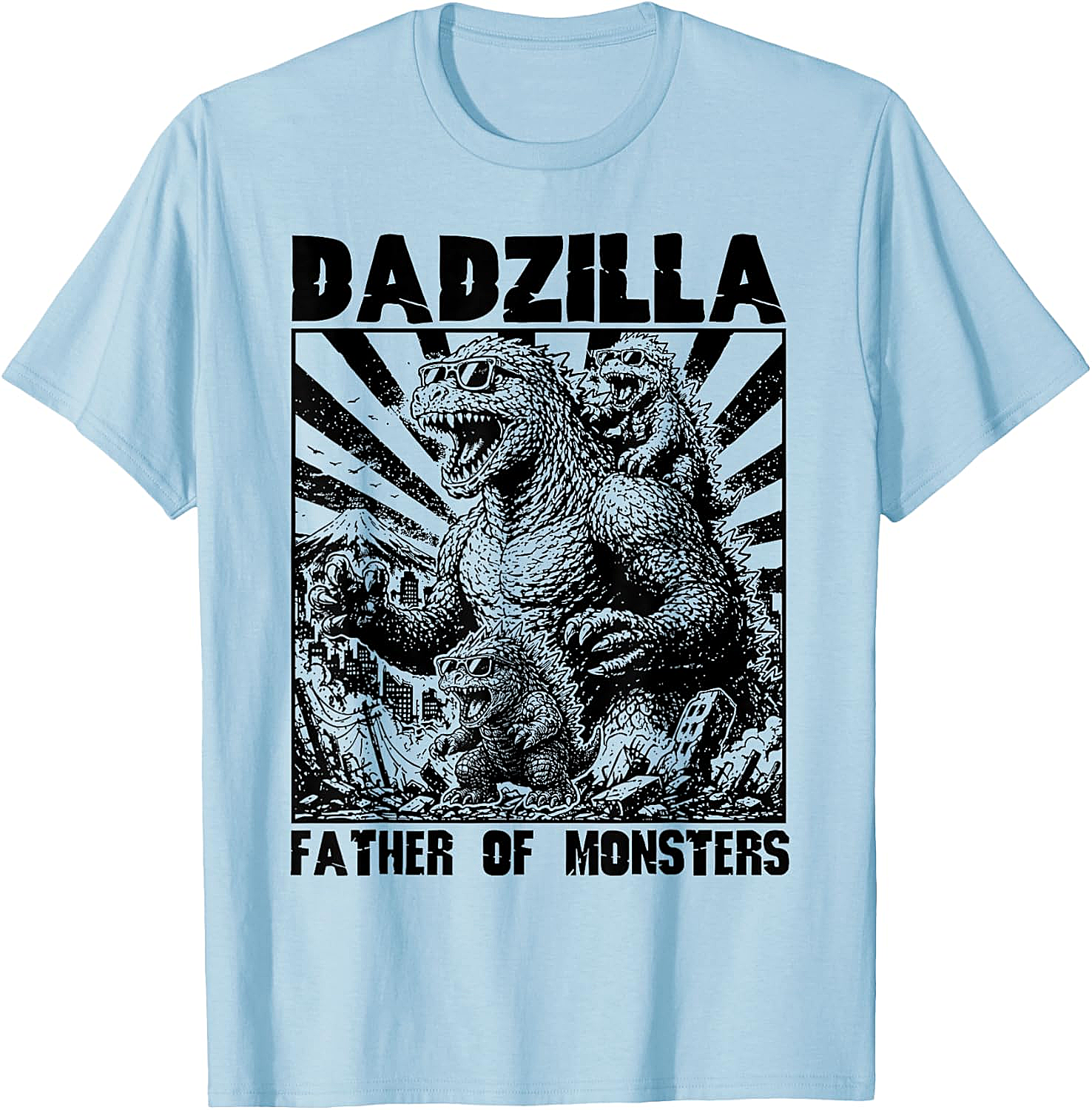 Dadzilla Father Of Monsters Graphic Tee Funny Dad Shirt