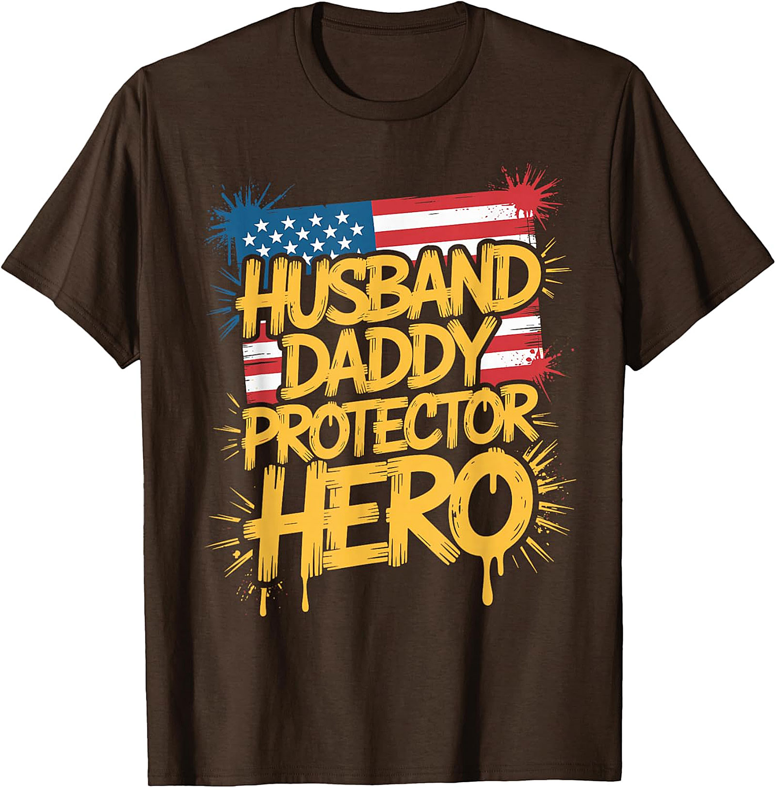 Husband Daddy Protector Hero Patriotic Dad T-Shirt