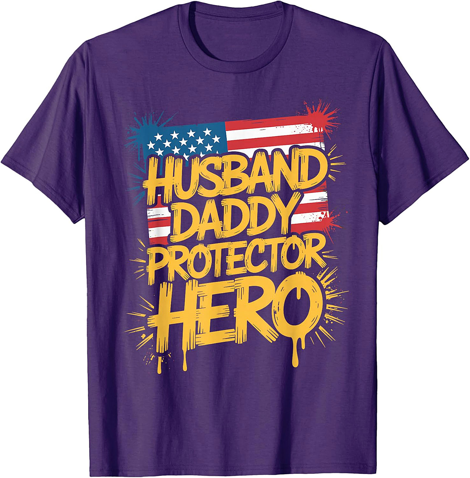 Husband Daddy Protector Hero Patriotic Dad T-Shirt