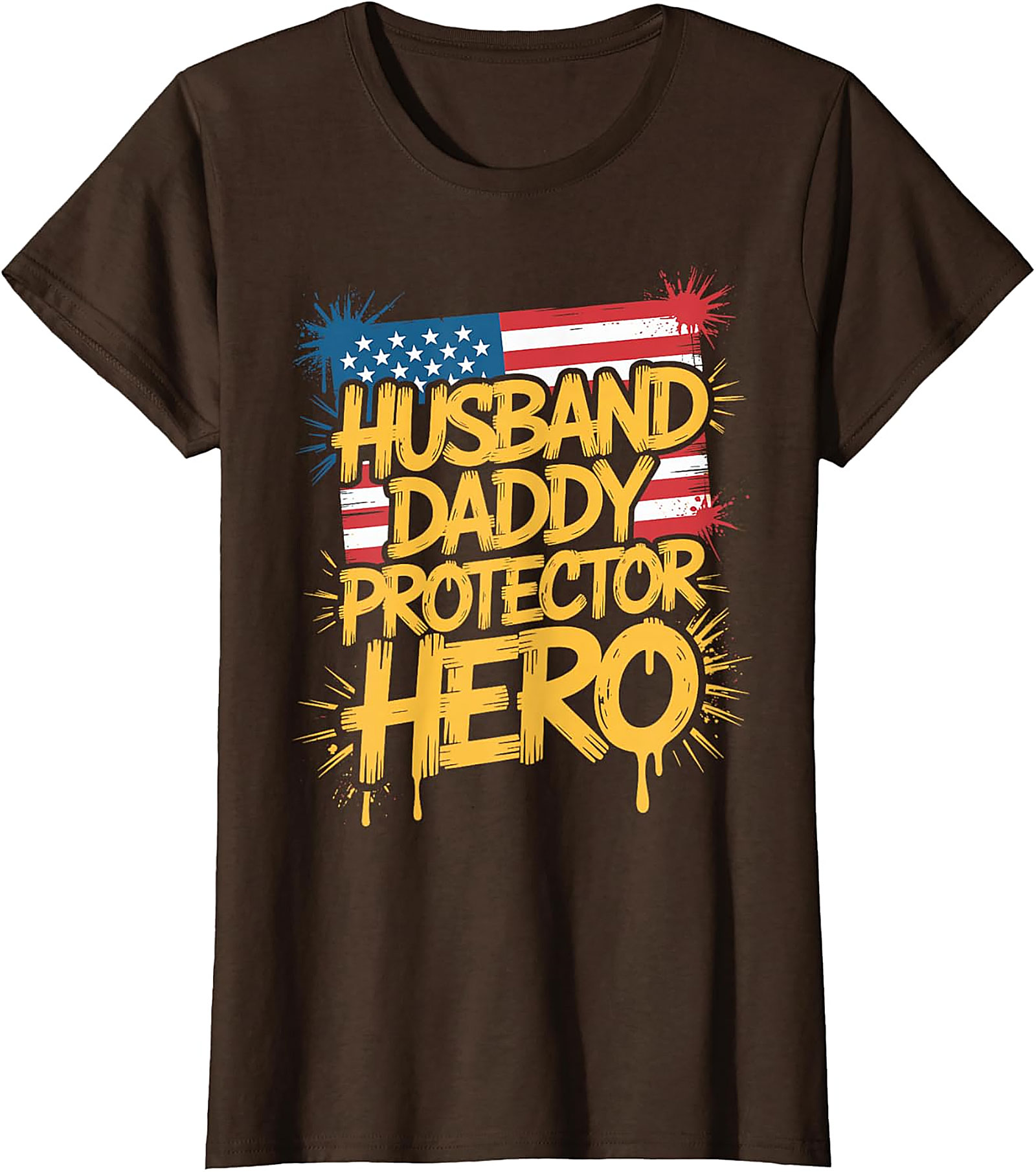 Husband Daddy Protector Hero Patriotic Dad T-Shirt