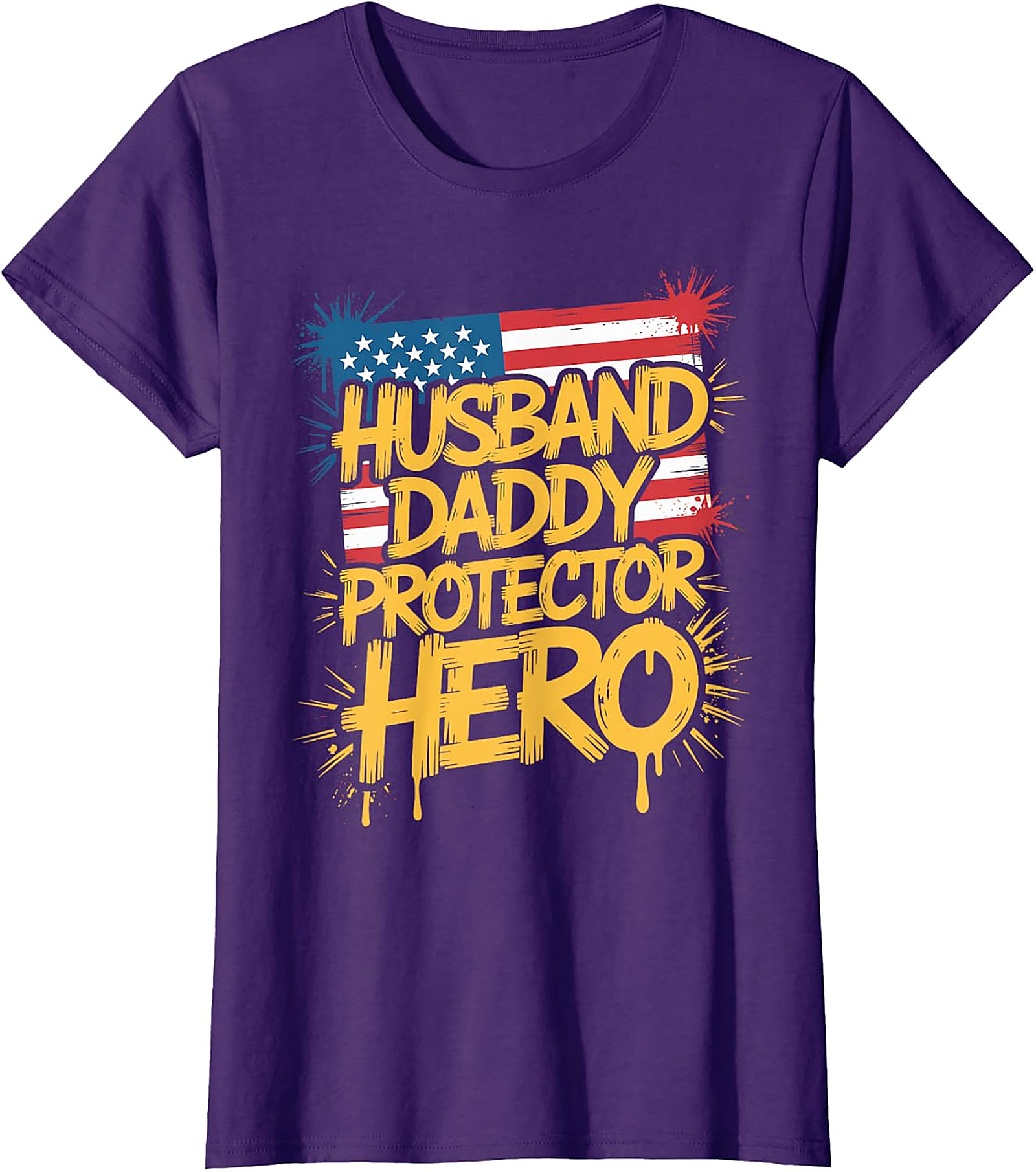 Husband Daddy Protector Hero Patriotic Dad T-Shirt