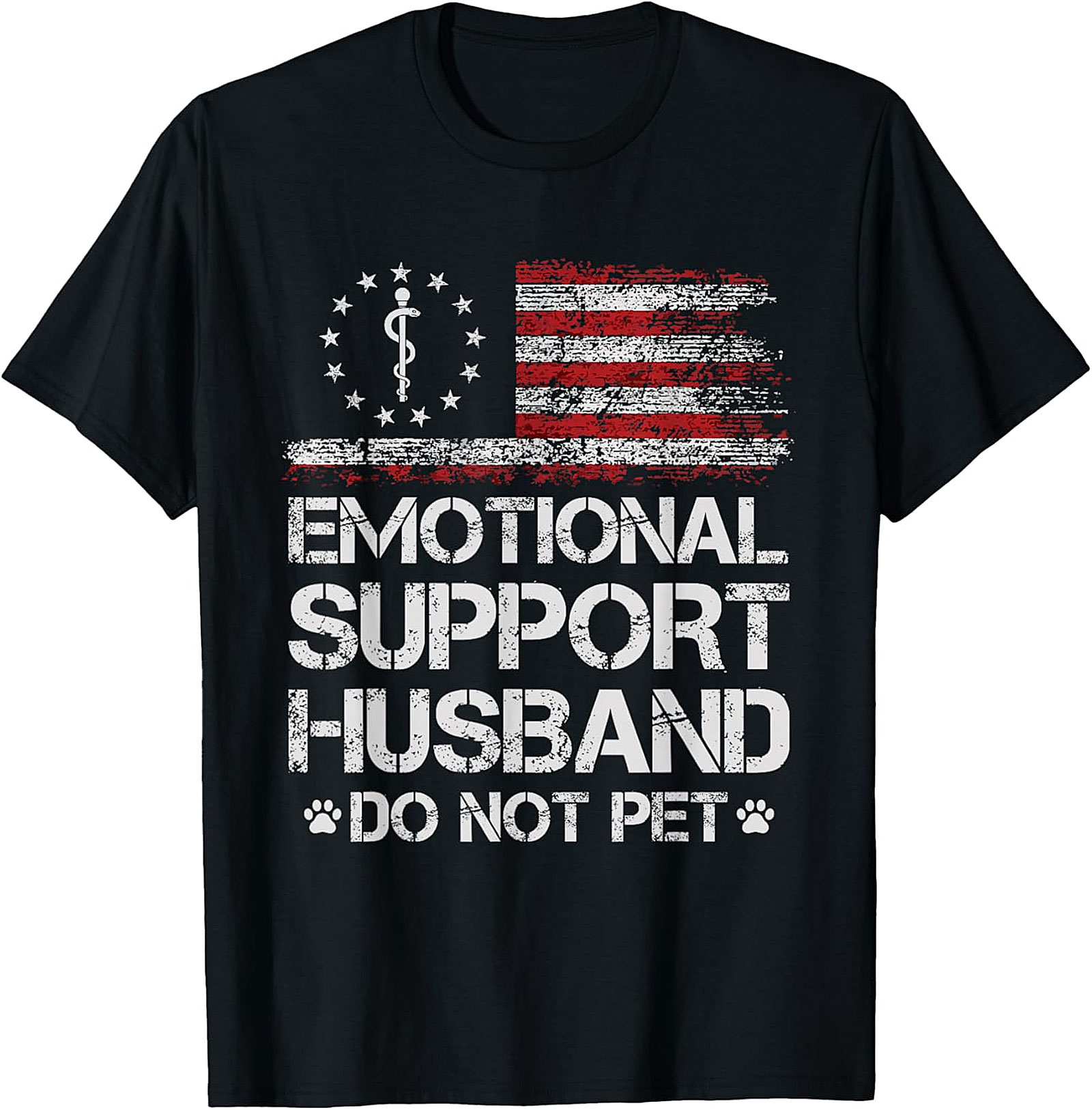 Emotional Support Husband Tee - Vintage Flag | Funny Gift