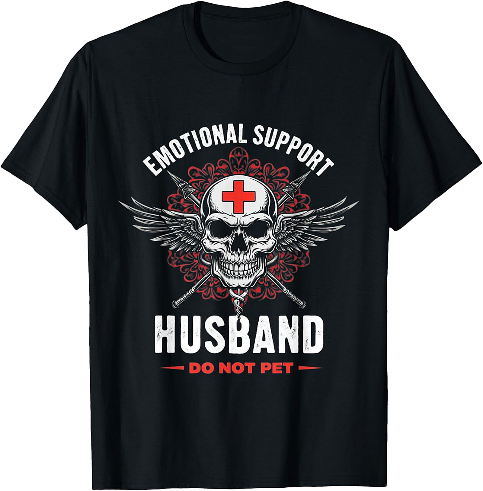 Emotional Support Husband Funny Skull Tee - Unique Gift